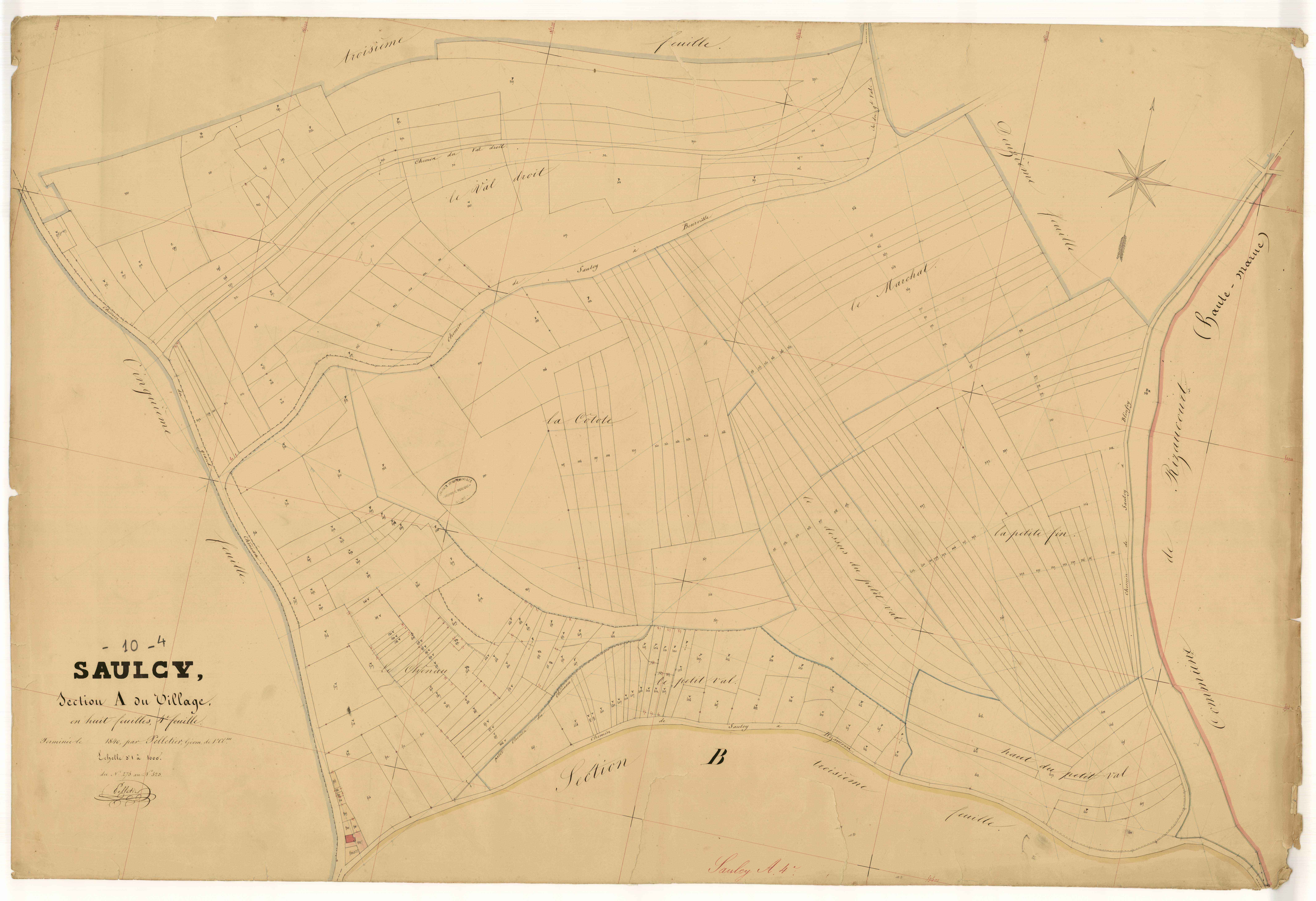 Saulcy, section A dite du Village, feuille n° 4, parcelles n°275-523