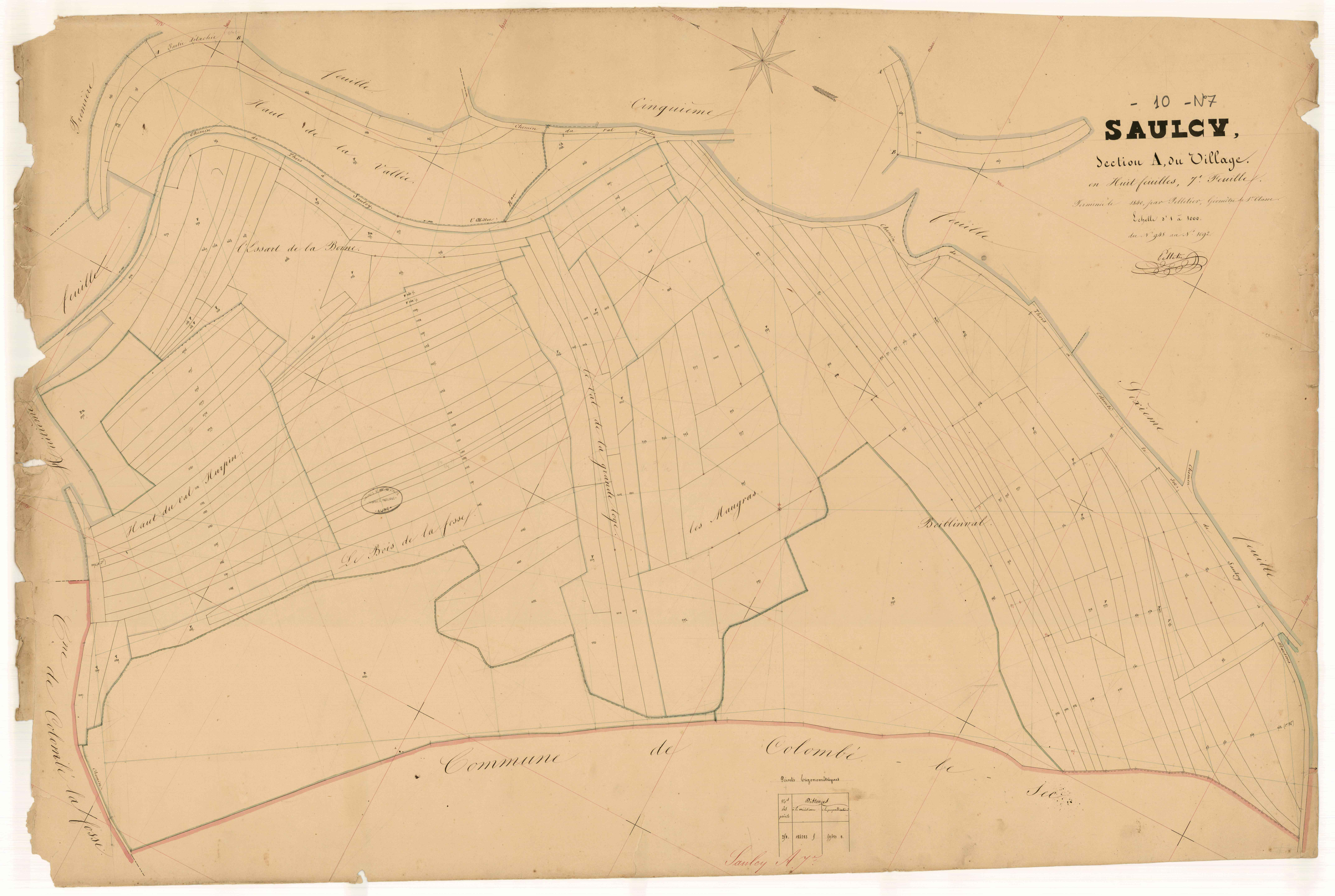 Saulcy, section A dite du Village, feuille n° 7, parcelles n°948-1092