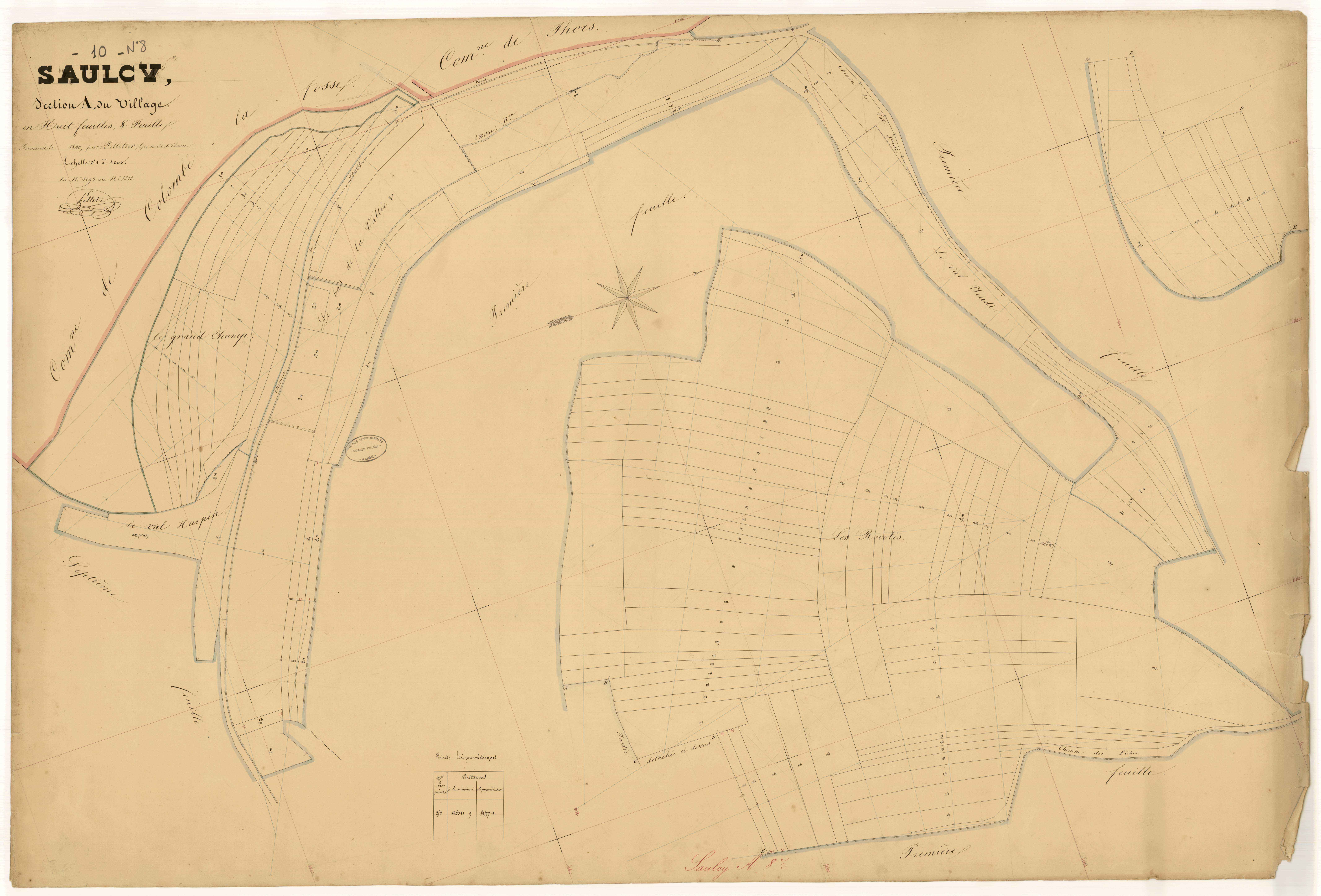 Saulcy, section A dite du Village, feuille n° 8, parcelles n°1093-1210