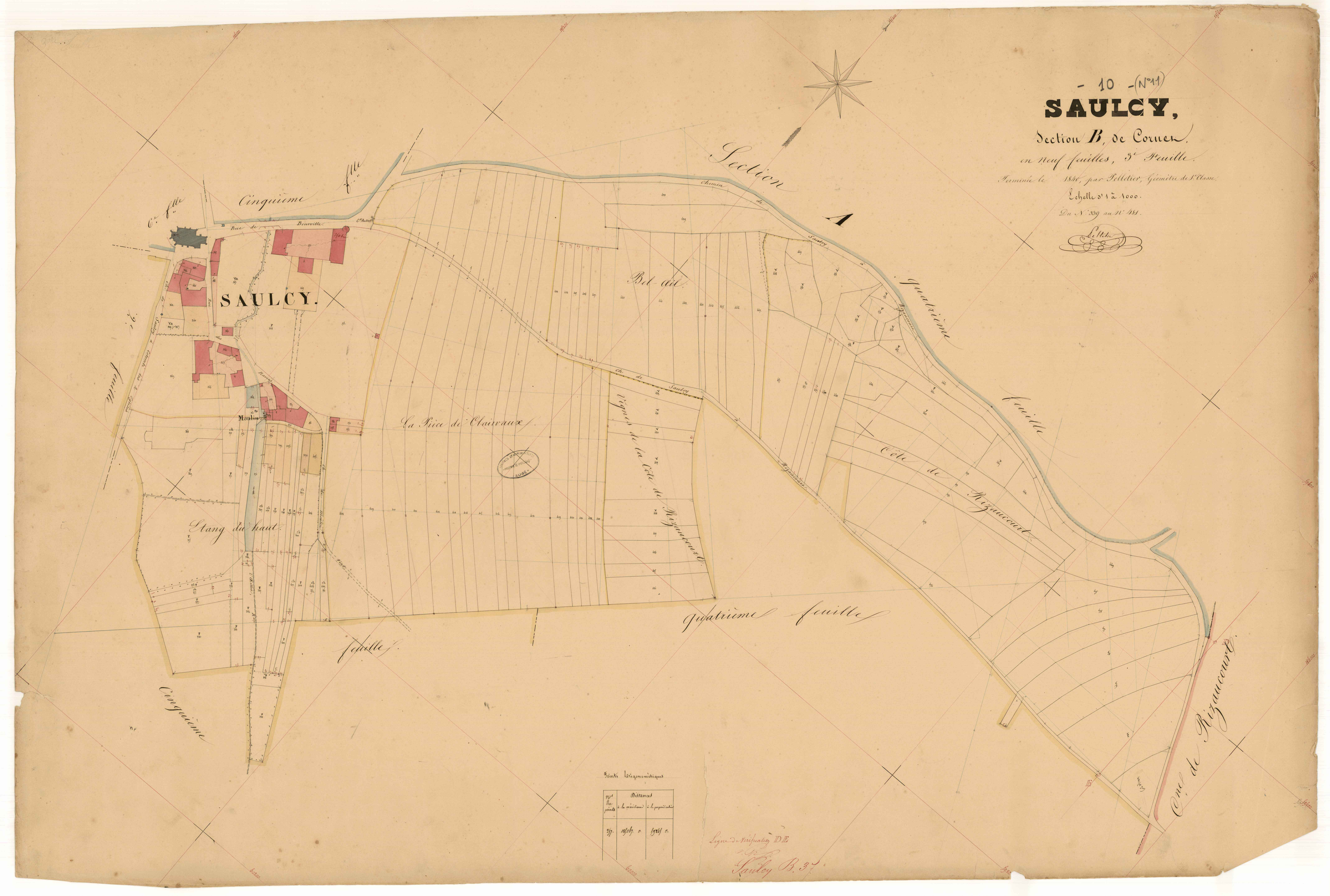 Saulcy, section B dite de Cornet, feuille n° 3, parcelles n°339-481