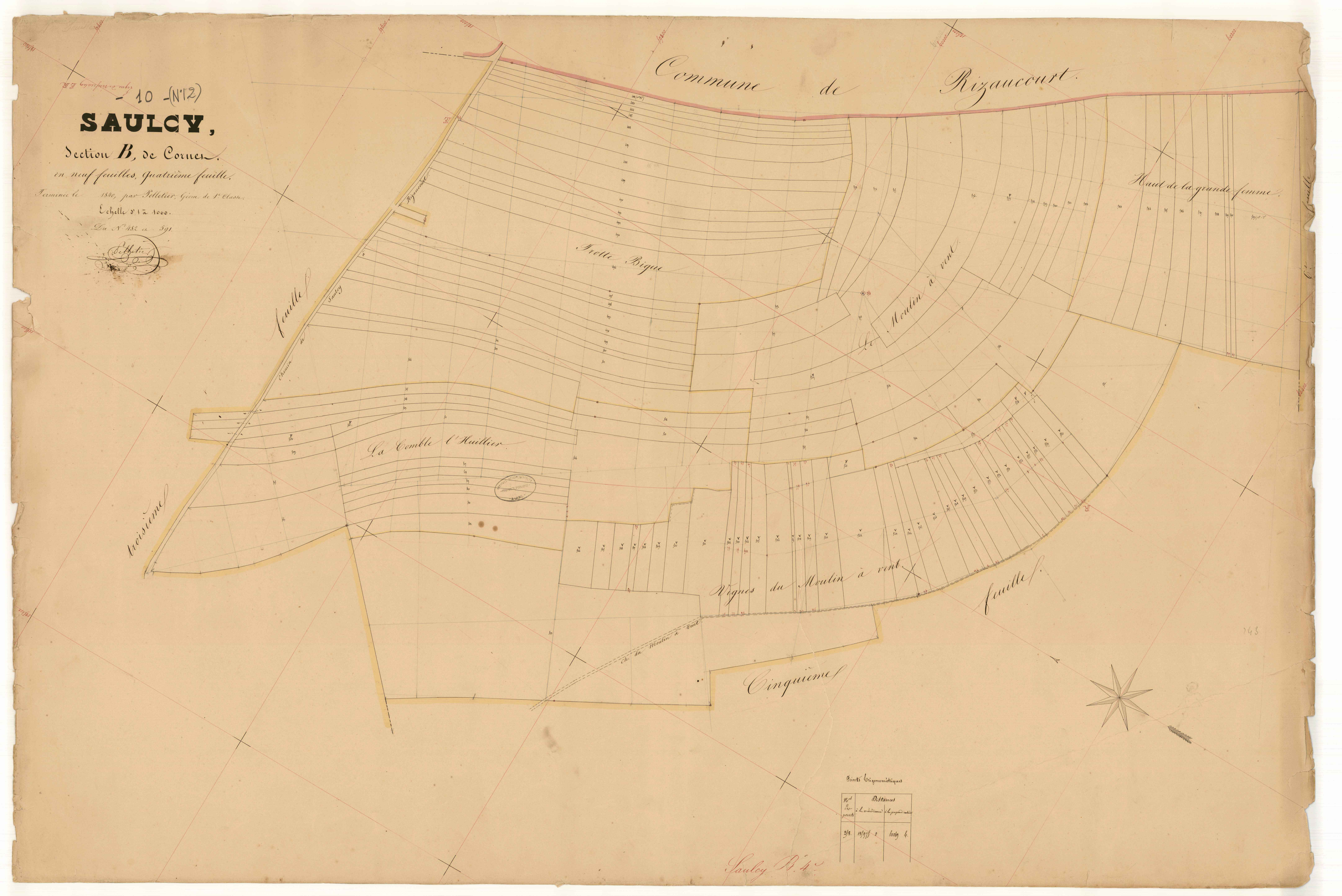 Saulcy, section B dite de Cornet, feuille n° 4, parcelles n°482-591