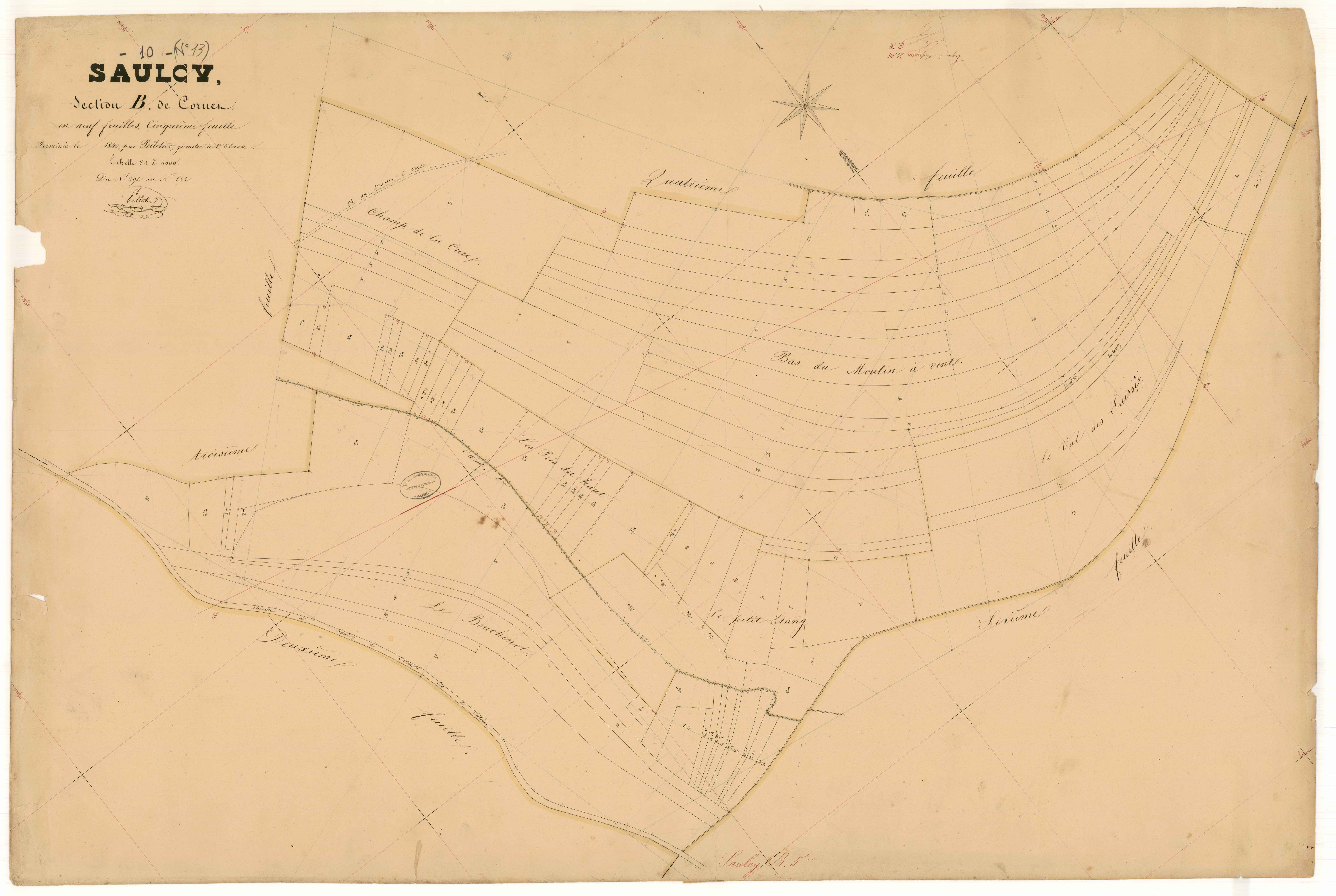 Saulcy, section B dite de Cornet, feuille n° 5, parcelles n°592-682