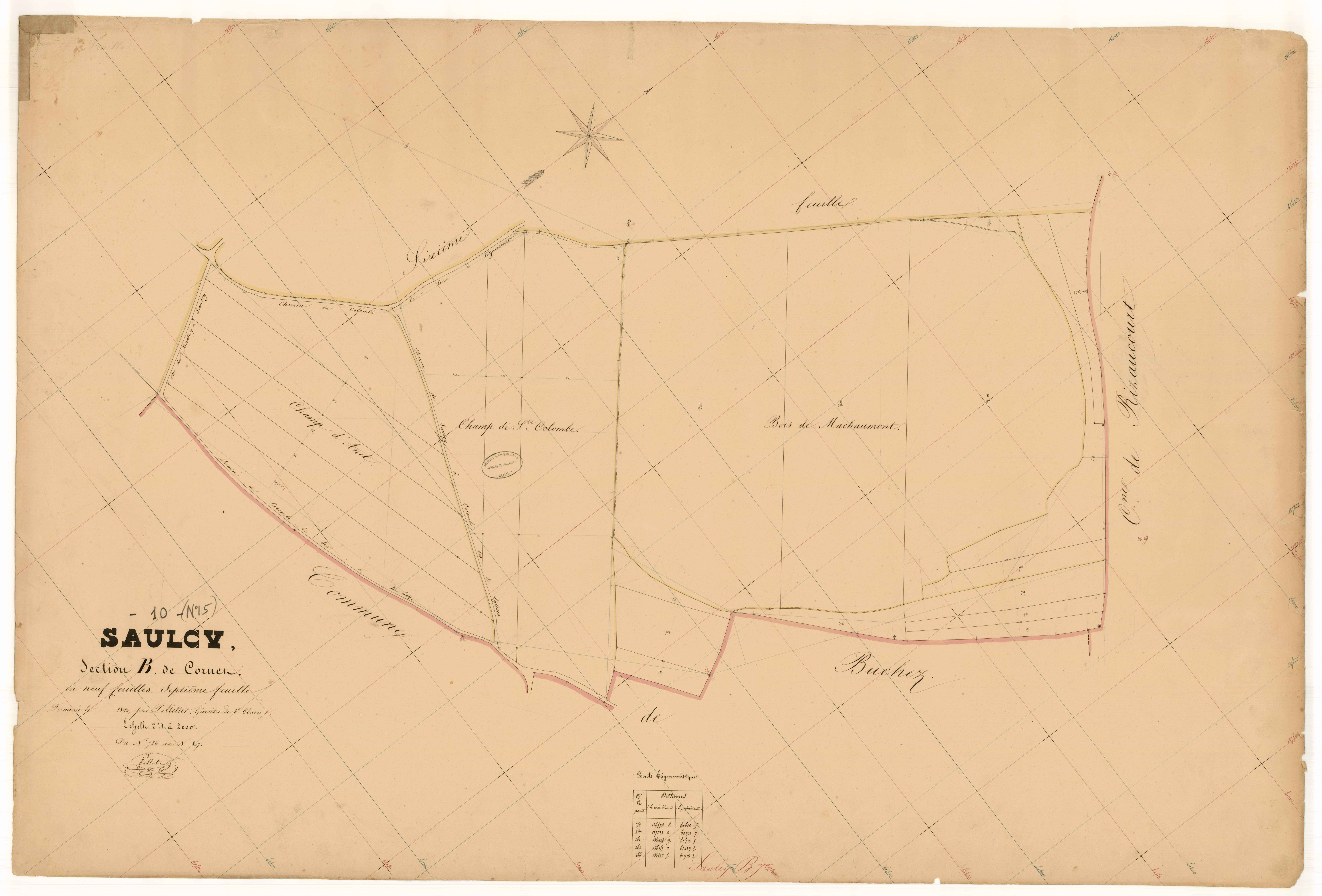 Saulcy, section B dite de Cornet, feuille n° 7, parcelles n°786-807