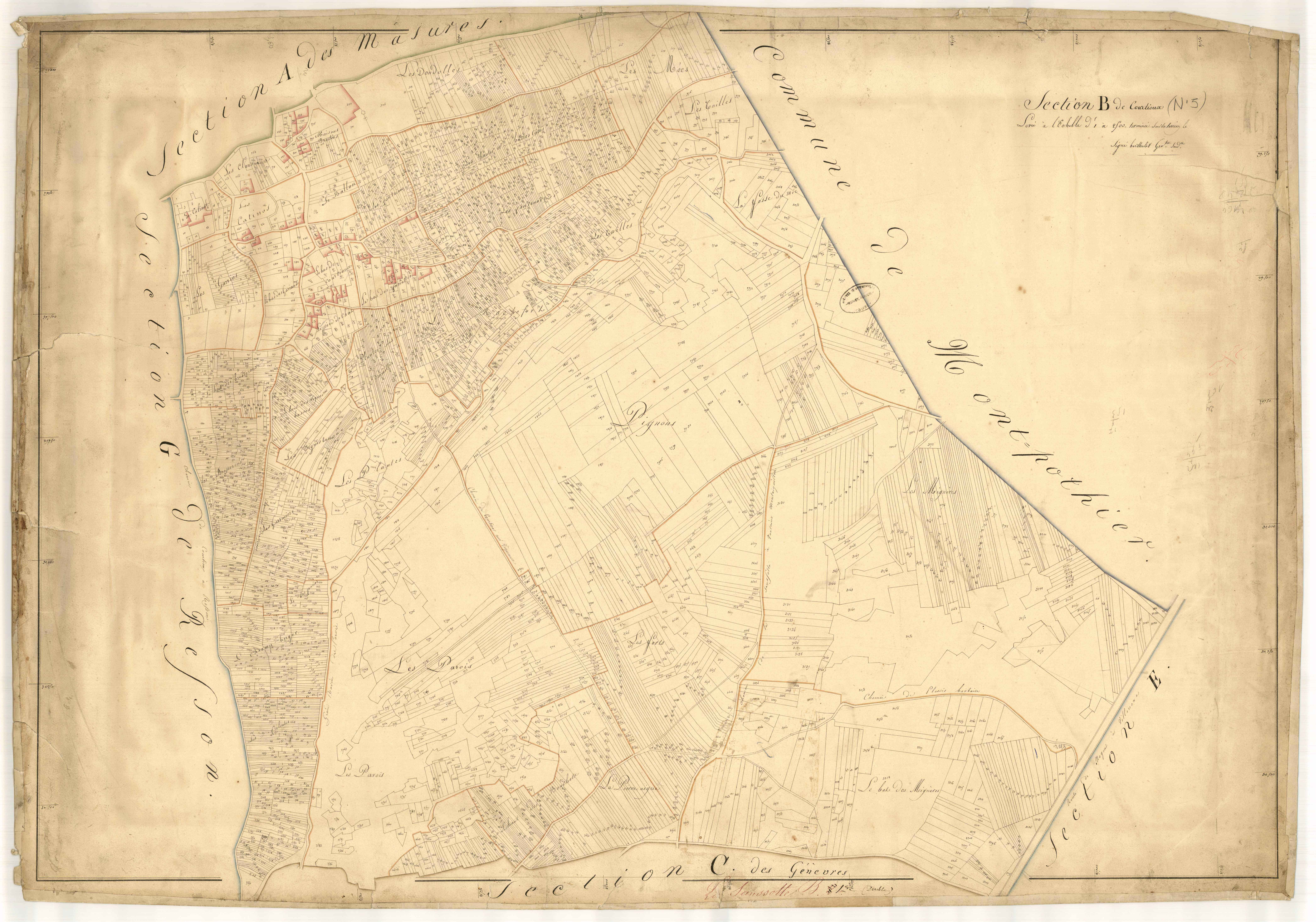 La Saulsotte, section B dite de Courtioux, feuille n° 2