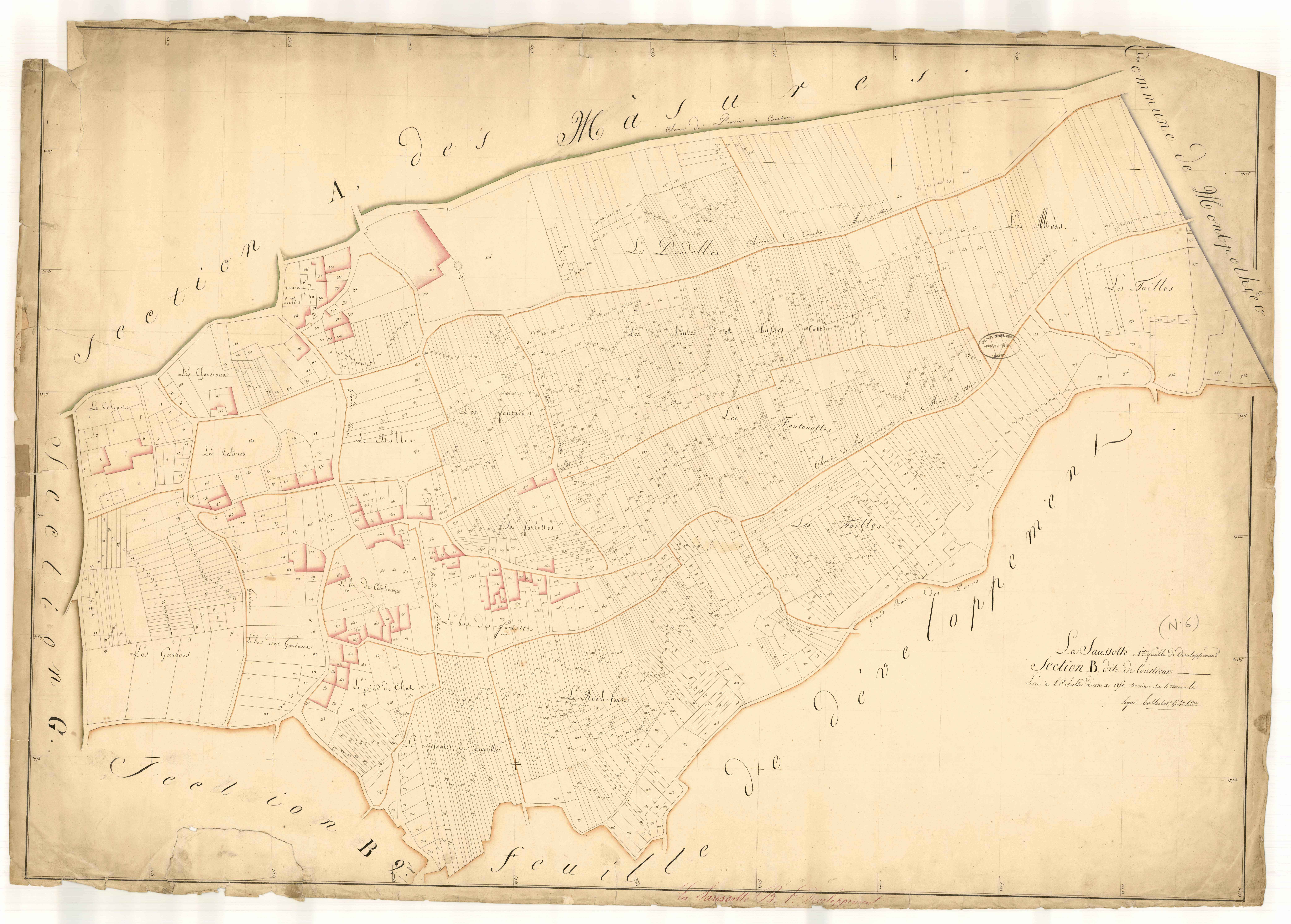La Saulsotte, section B dite de Courtioux, feuille n° 3