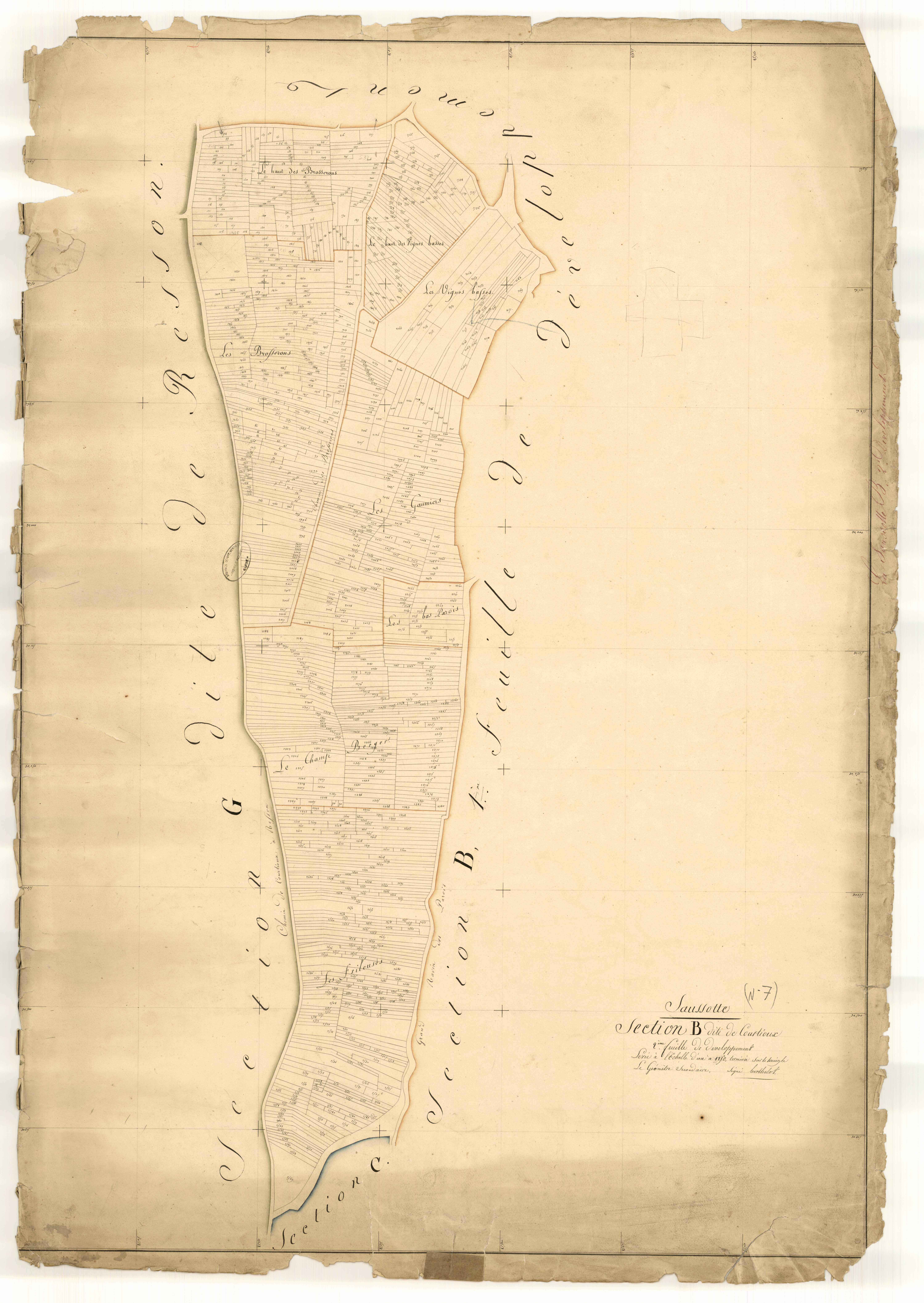 La Saulsotte, section B dite de Courtioux, feuille n° 4