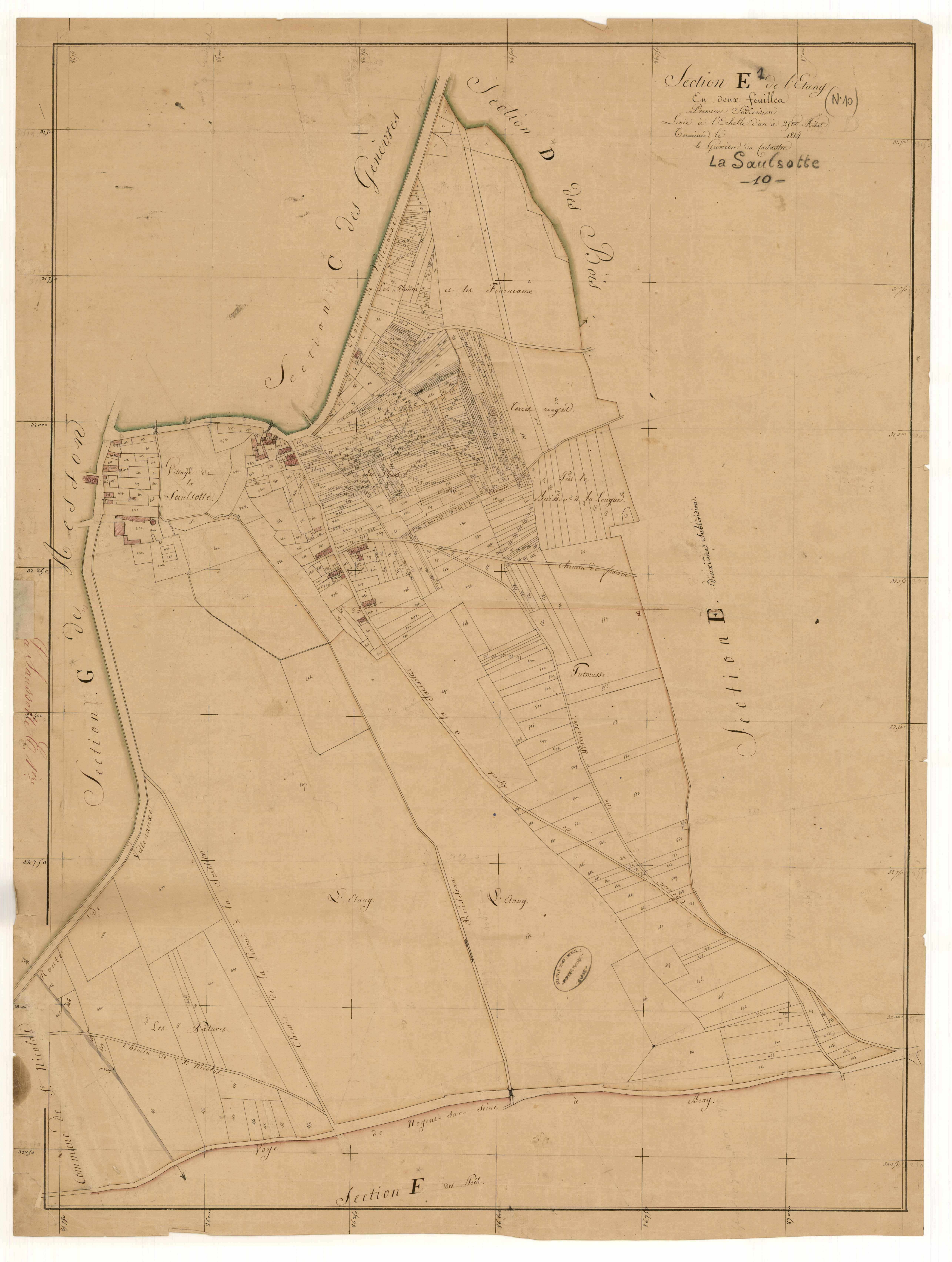La Saulsotte, section E dite de l'Etang, feuille n° 1