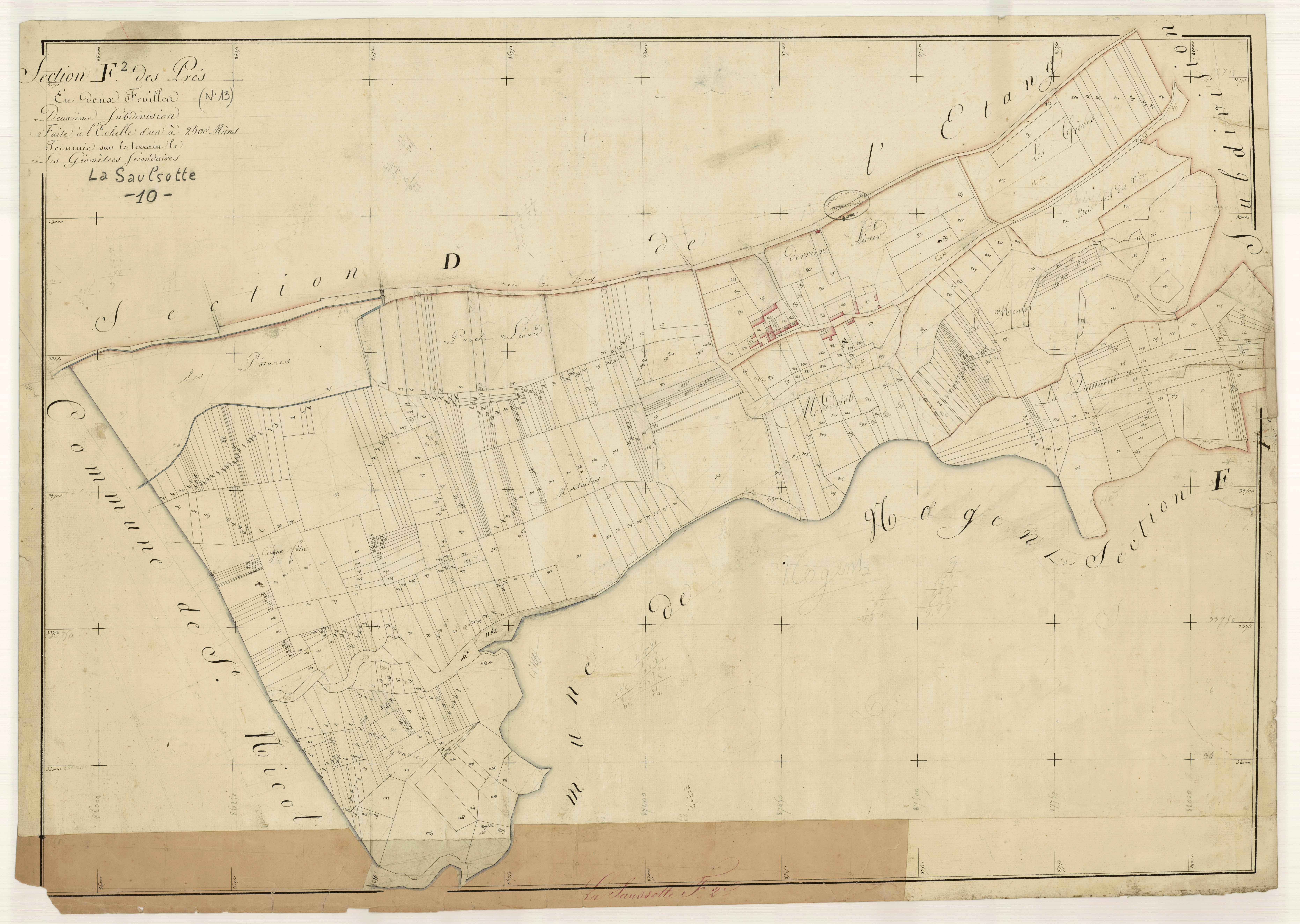 La Saulsotte, section F dite des Prés, feuille n° 2