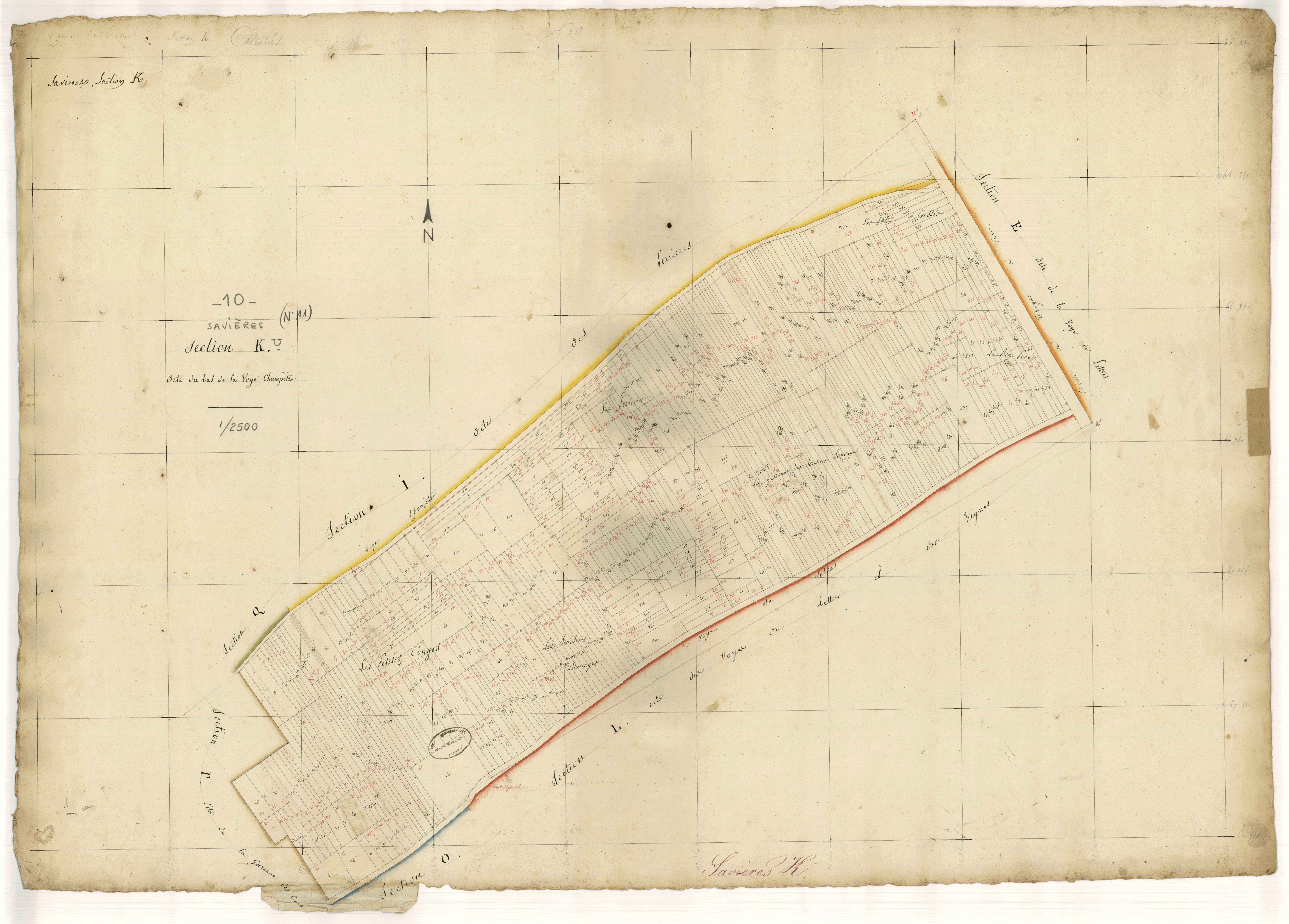 Savières, section K dite du Bas de la Voye Champêtre