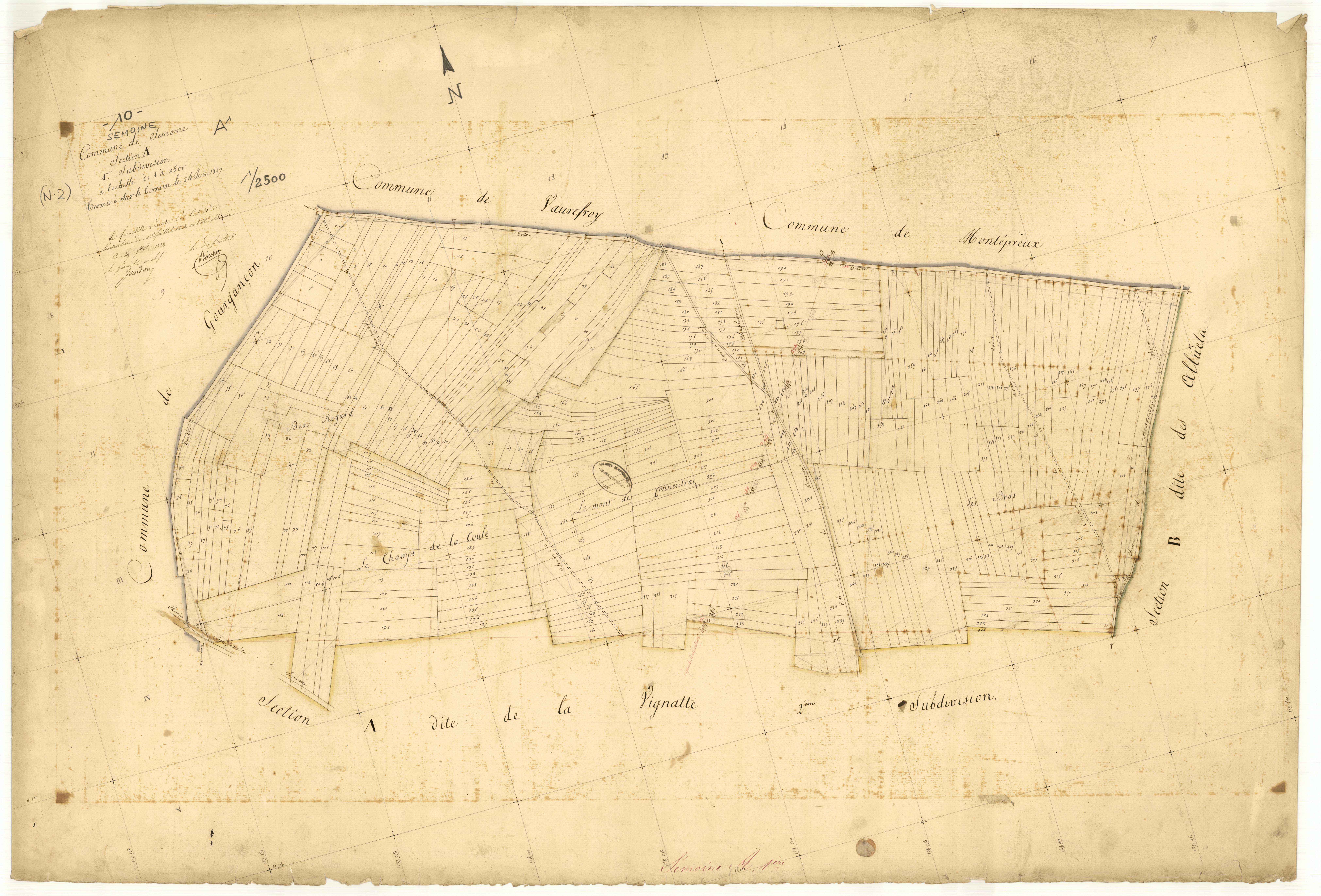 Semoine, section A dite de la Vignotte, feuille n° 1