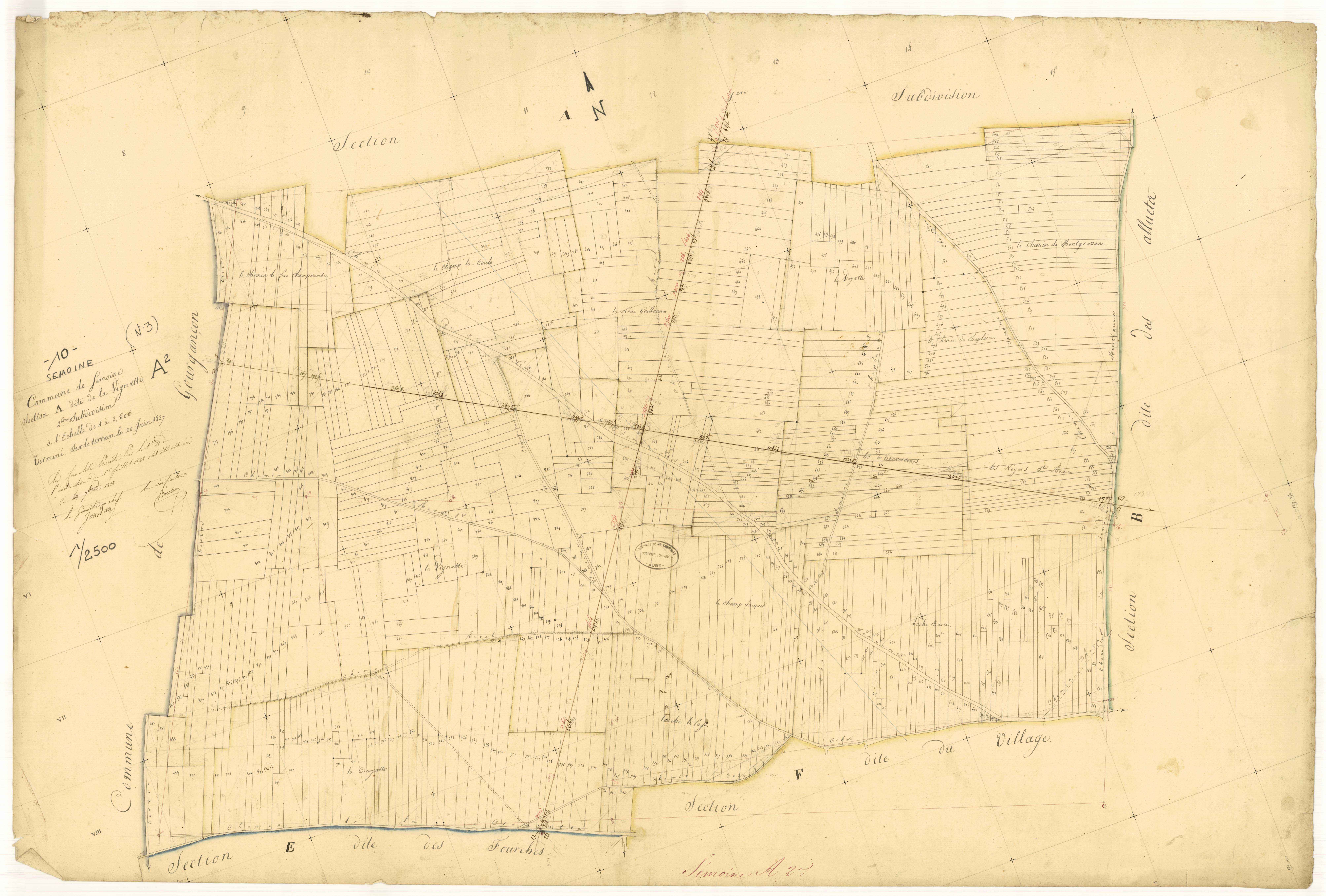 Semoine, section A dite de la Vignotte, feuille n° 2