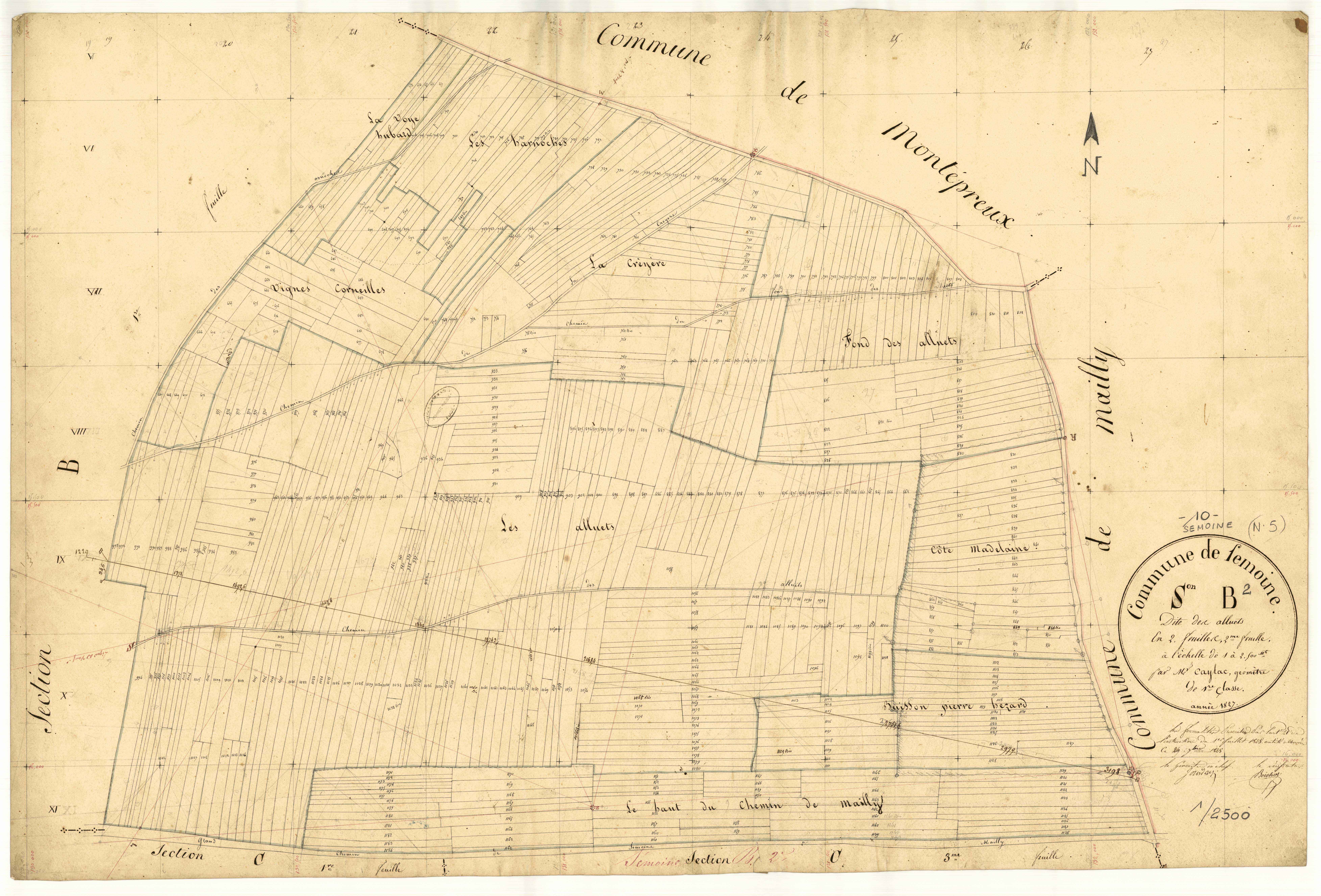 Semoine, section B dite des Alluets, feuille n° 2