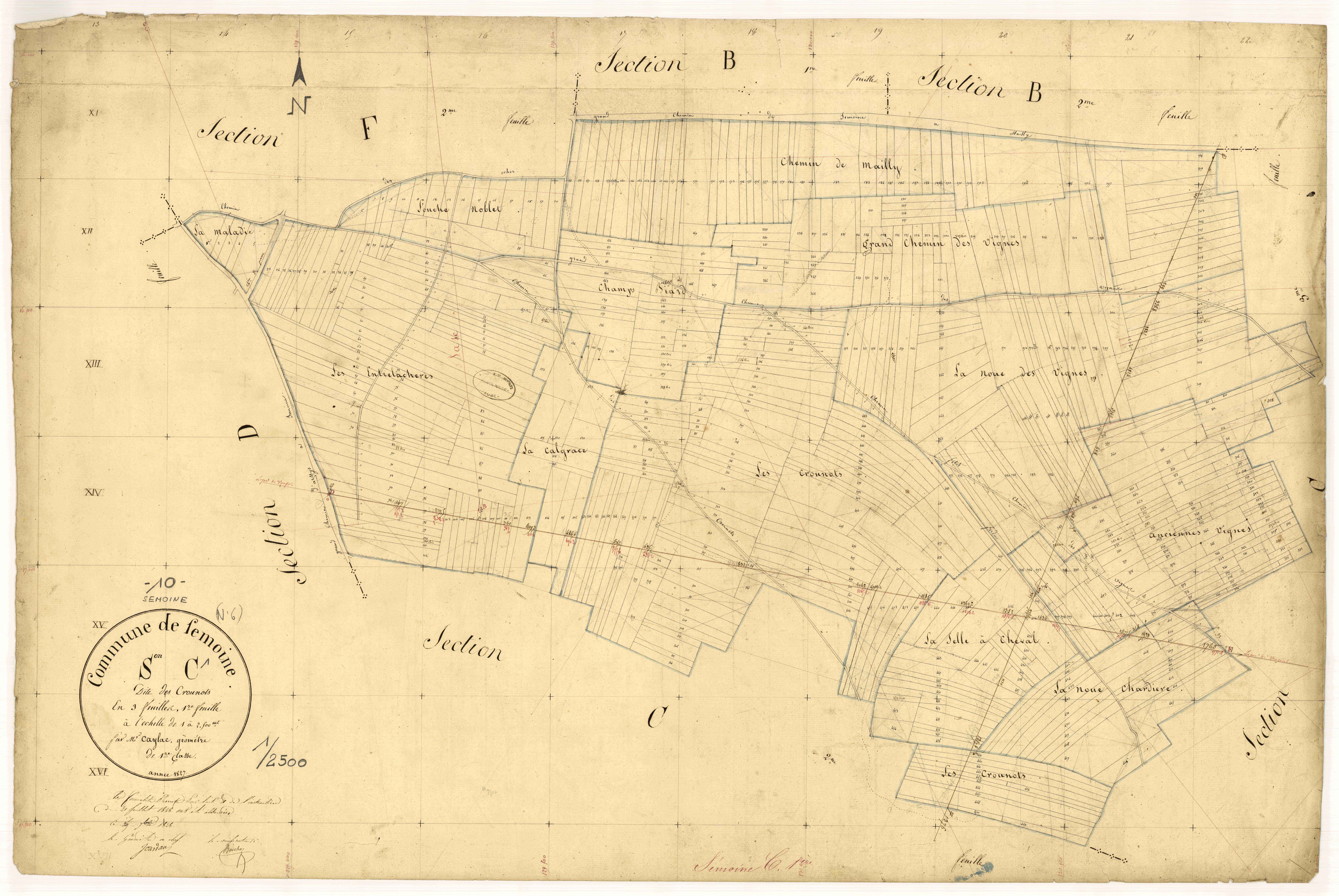 Semoine, section C dite des Crounots, feuille n° 1