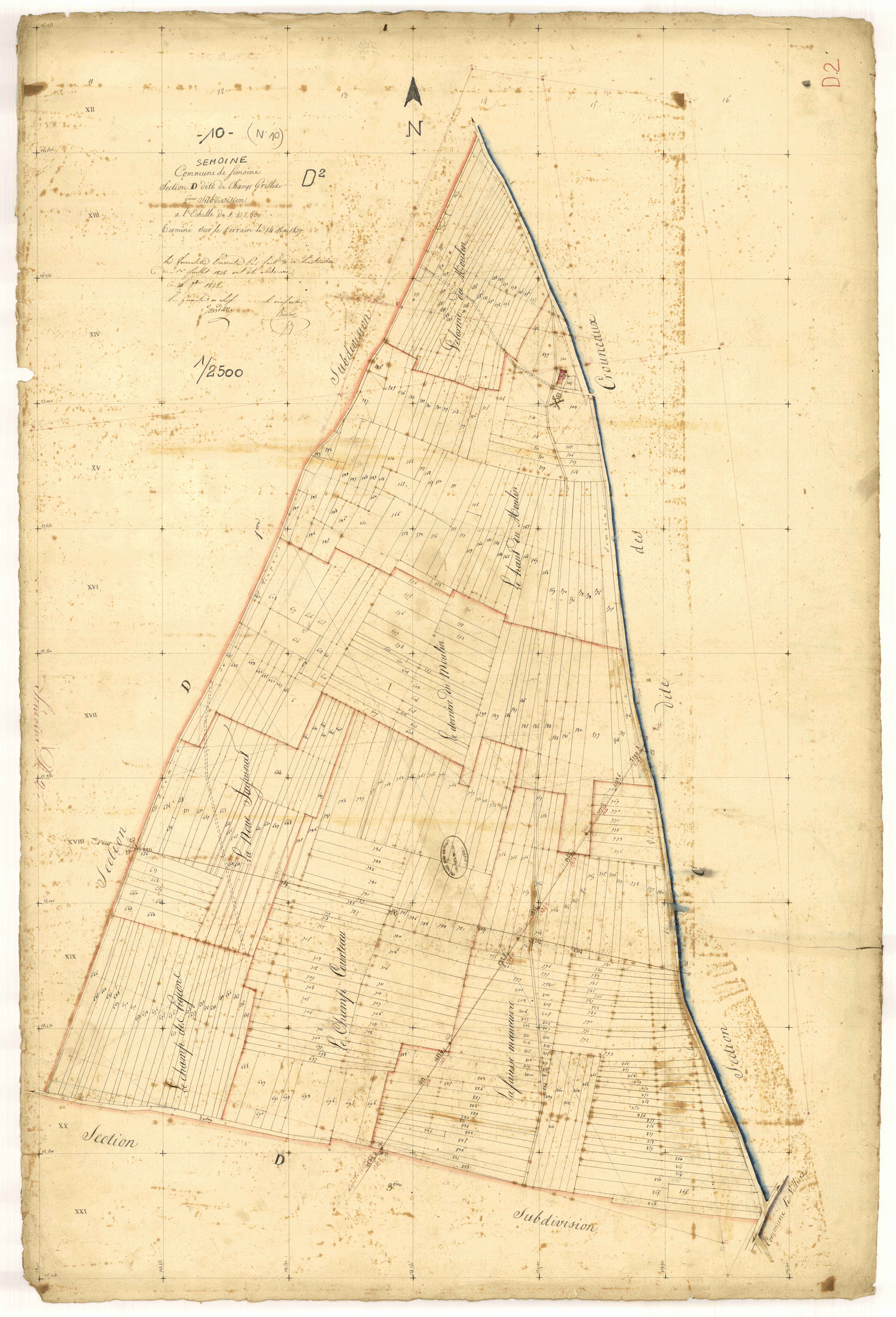 Semoine, section D dite de Champ Grillet, feuille n° 2