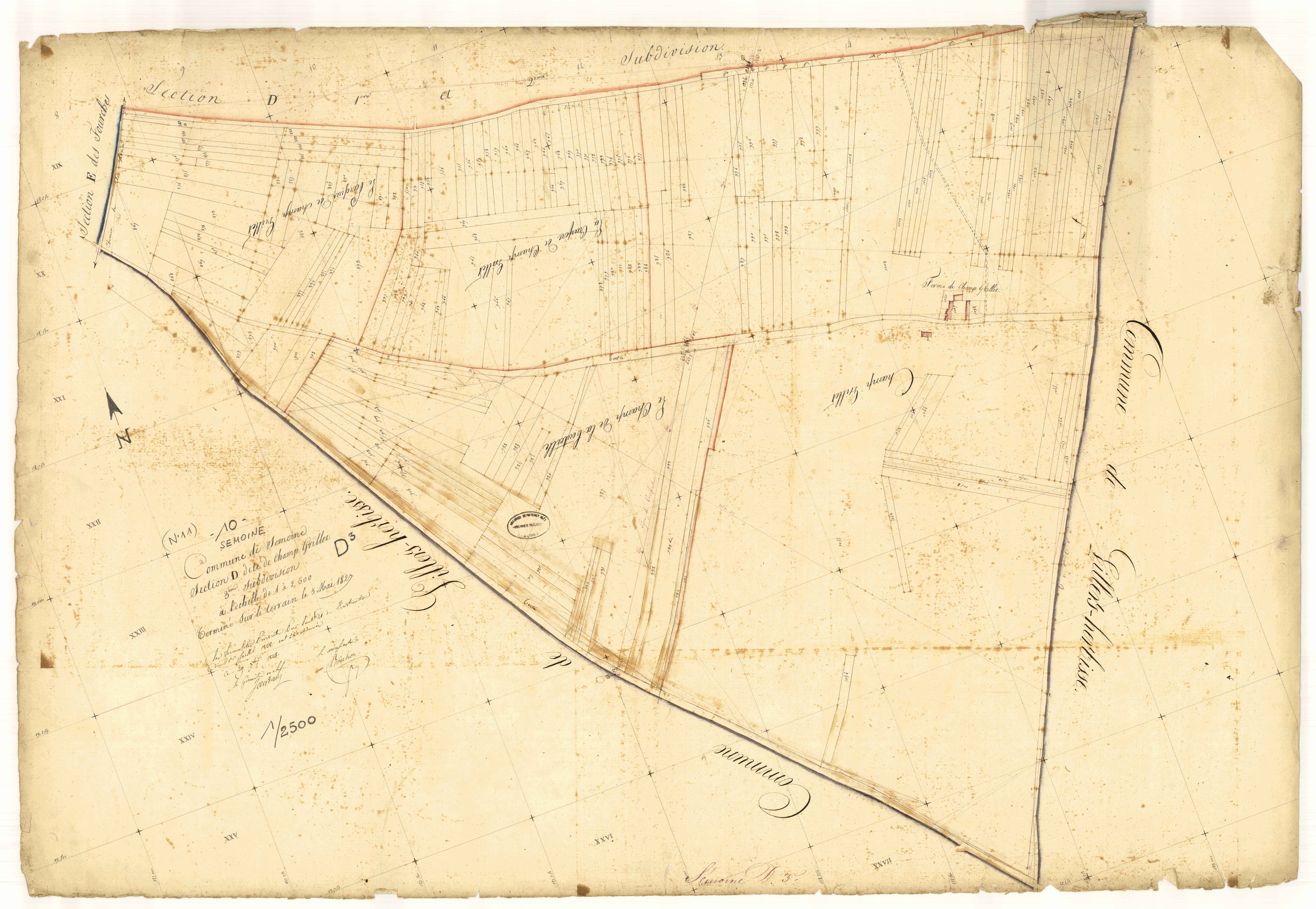 Semoine, section D dite de Champ Grillet, feuille n° 3