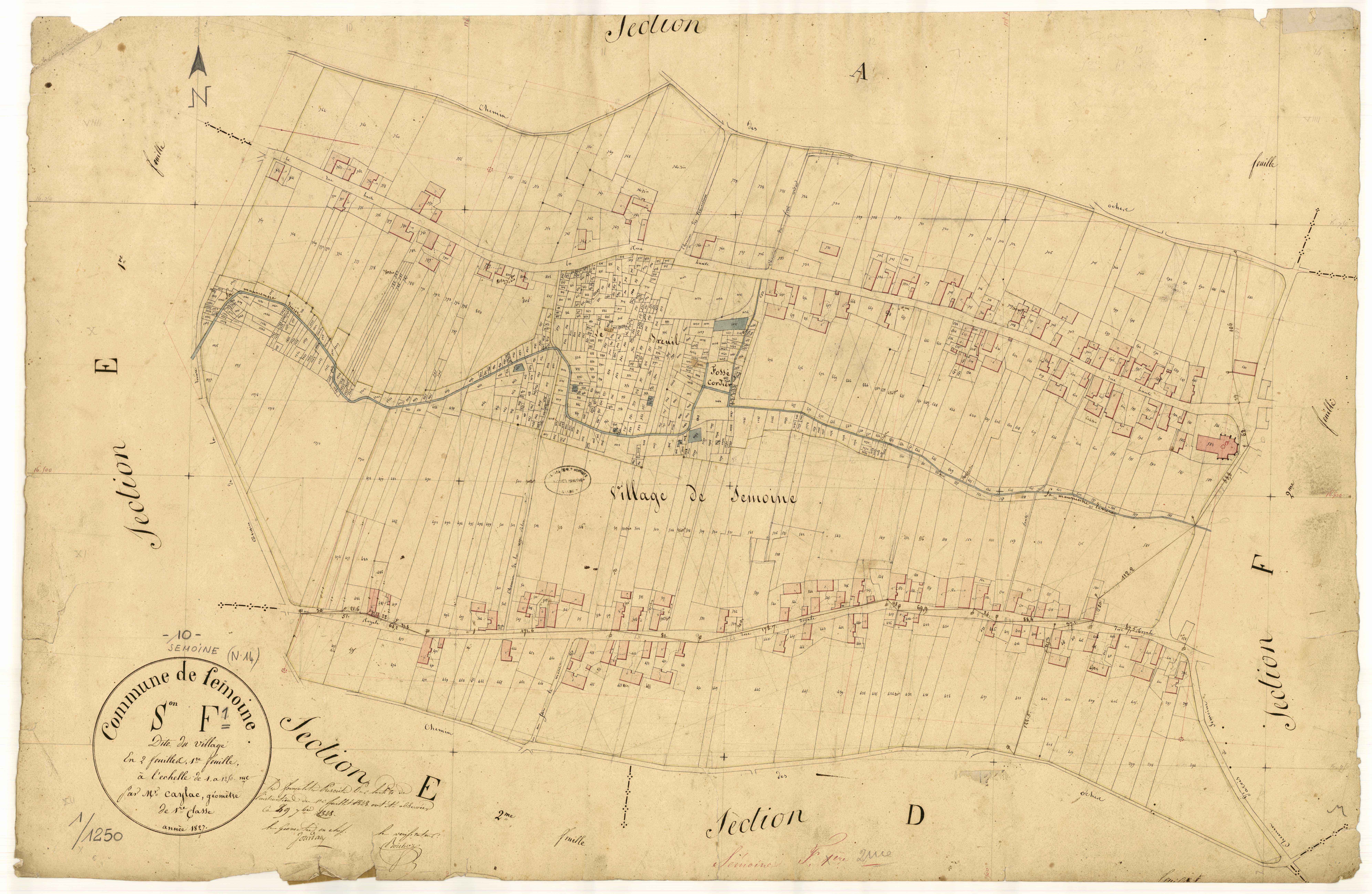 Semoine, section F dite du Village, feuille n° 1