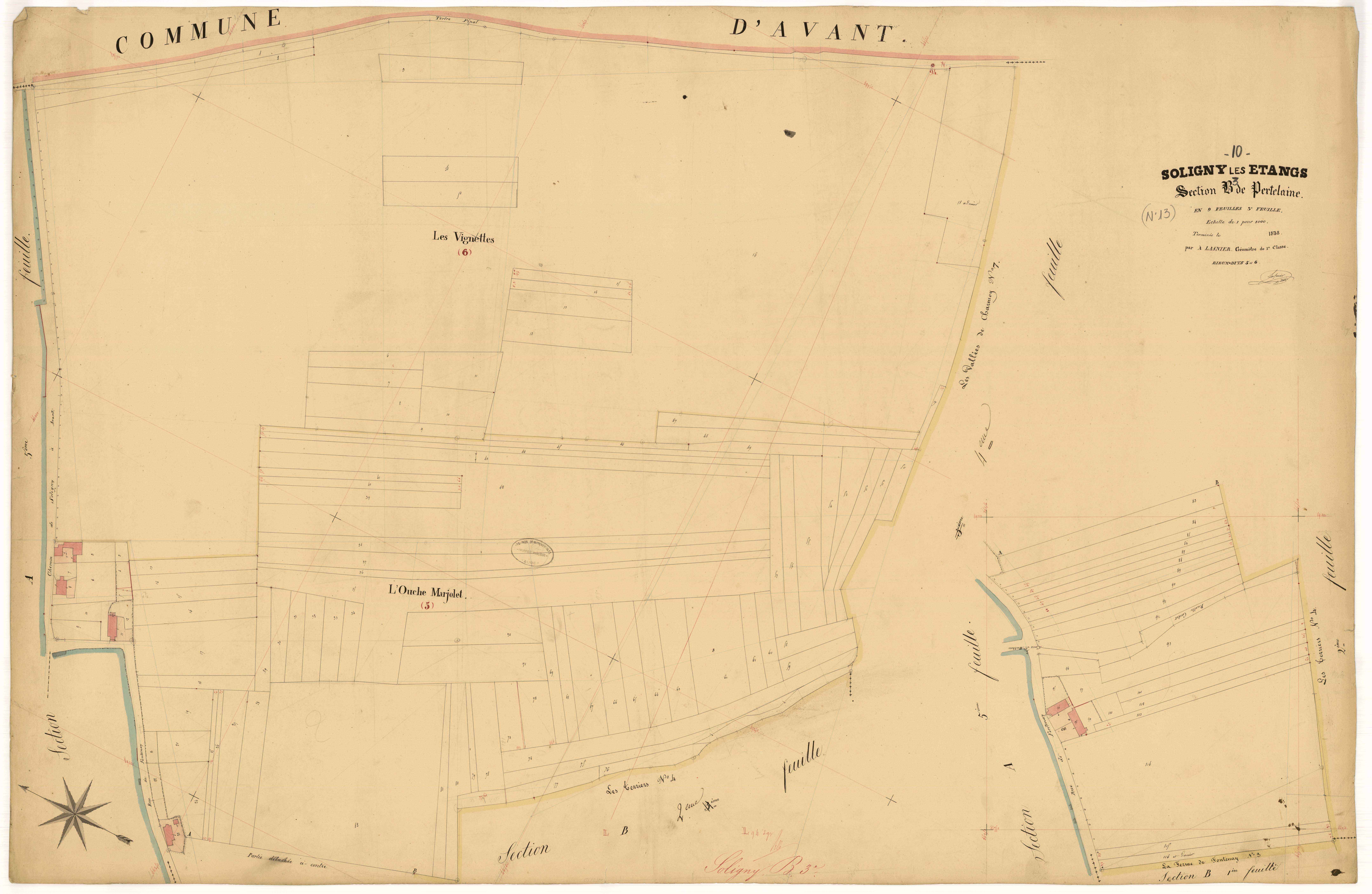 Soligny-les-Etangs, section B dite de Pertelaine, feuille n° 3