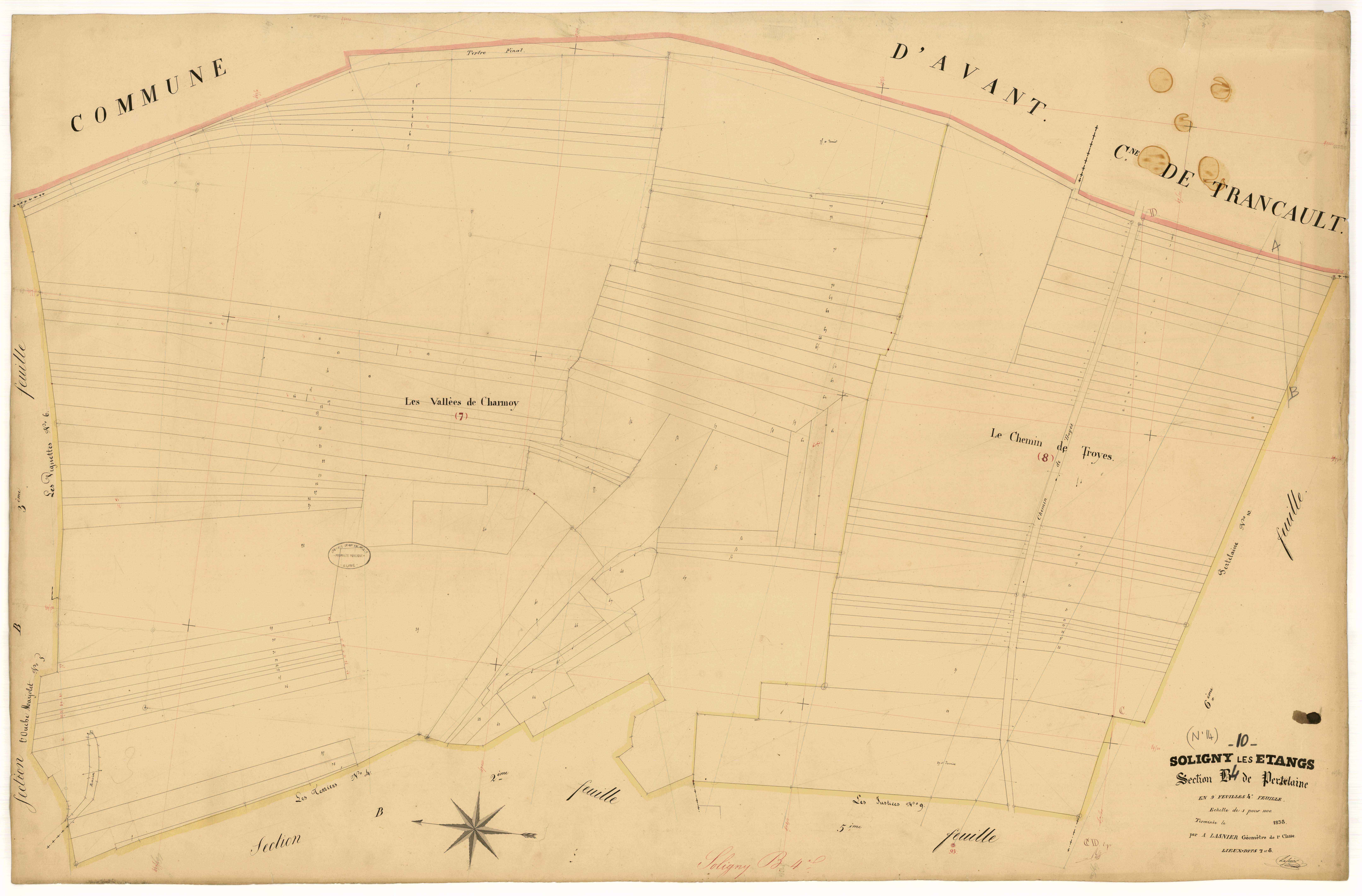 Soligny-les-Etangs, section B dite de Pertelaine, feuille n° 4