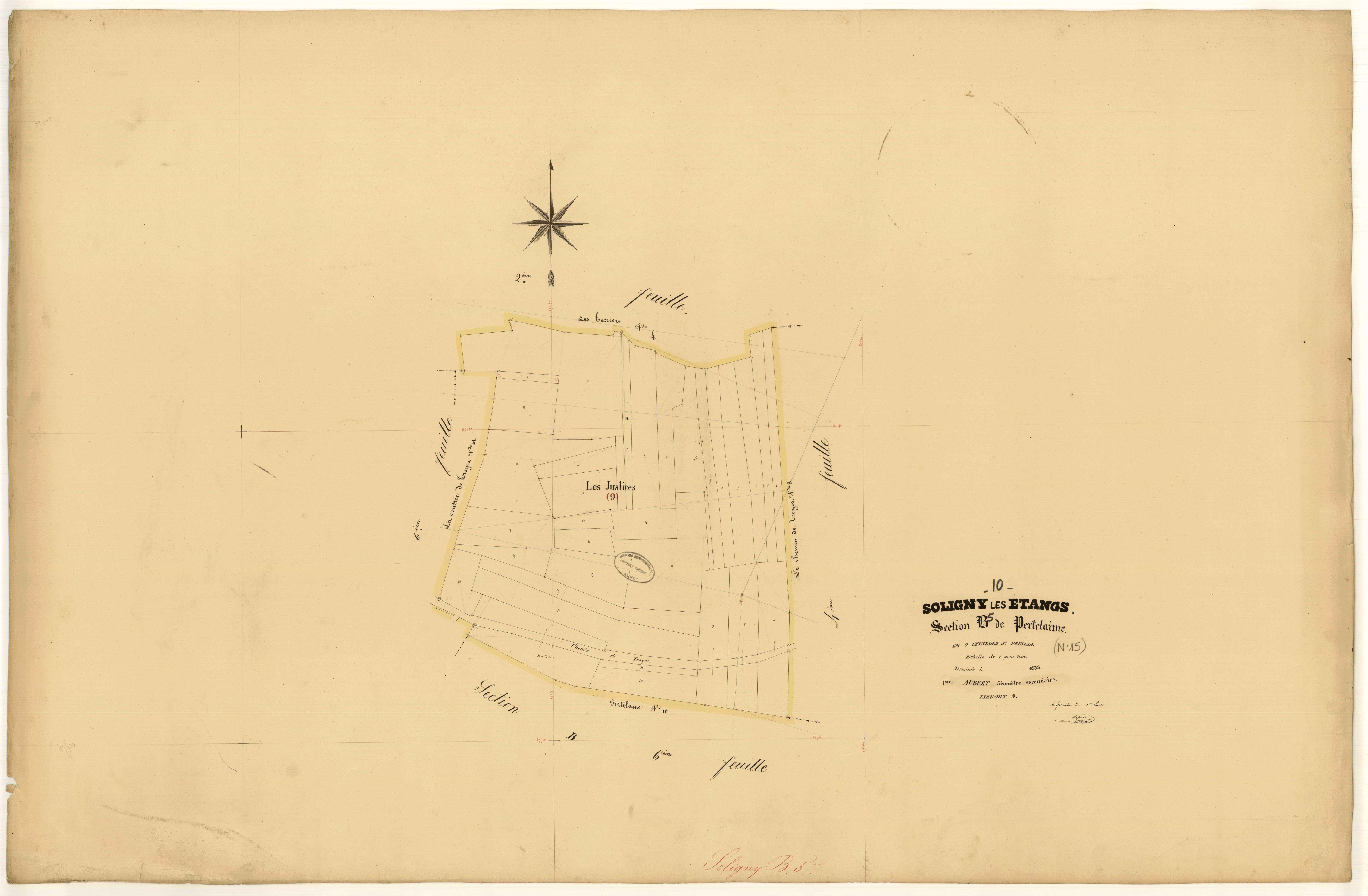 Soligny-les-Etangs, section B dite de Pertelaine, feuille n° 5