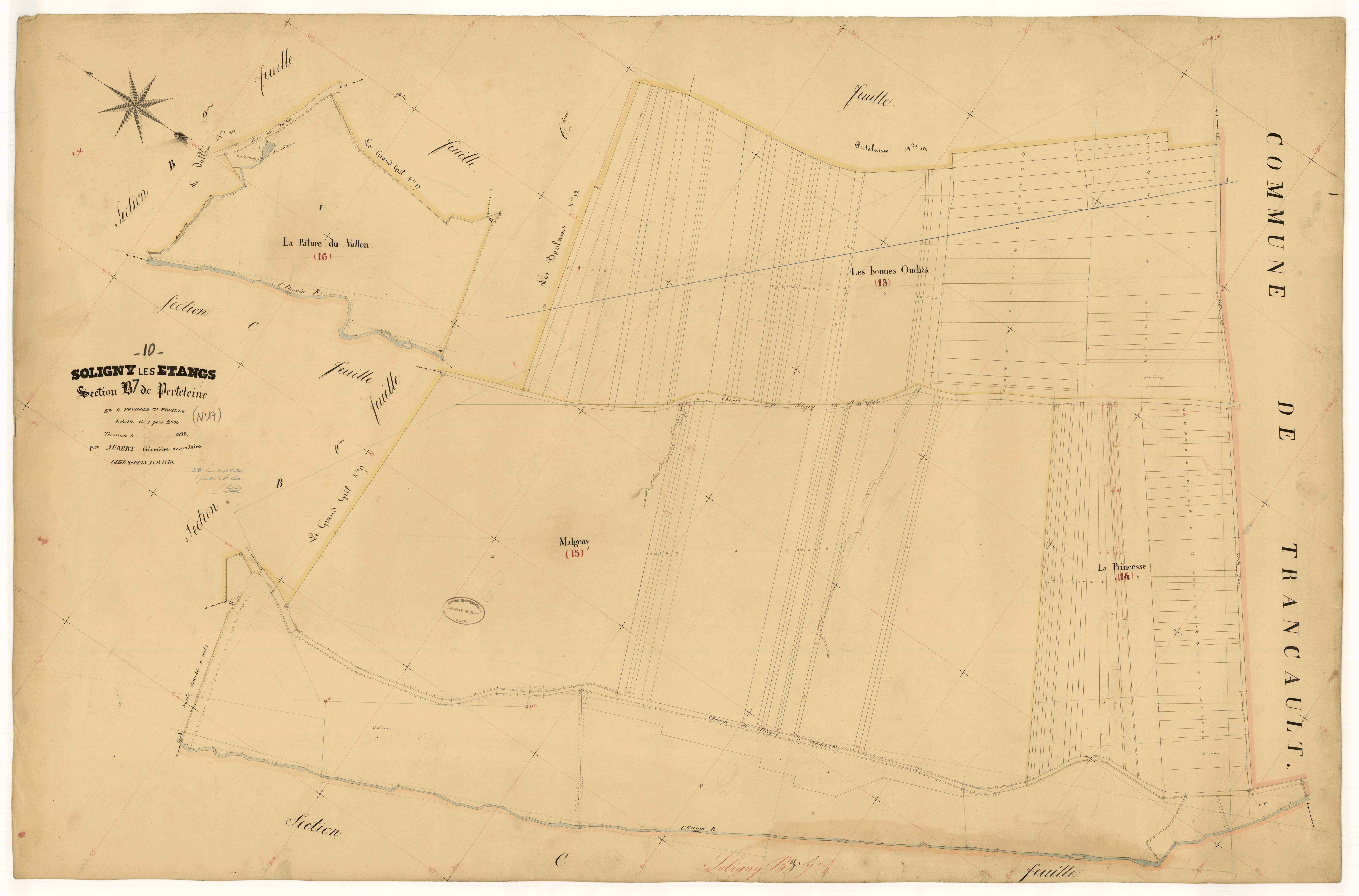 Soligny-les-Etangs, section B dite de Pertelaine, feuille n° 7
