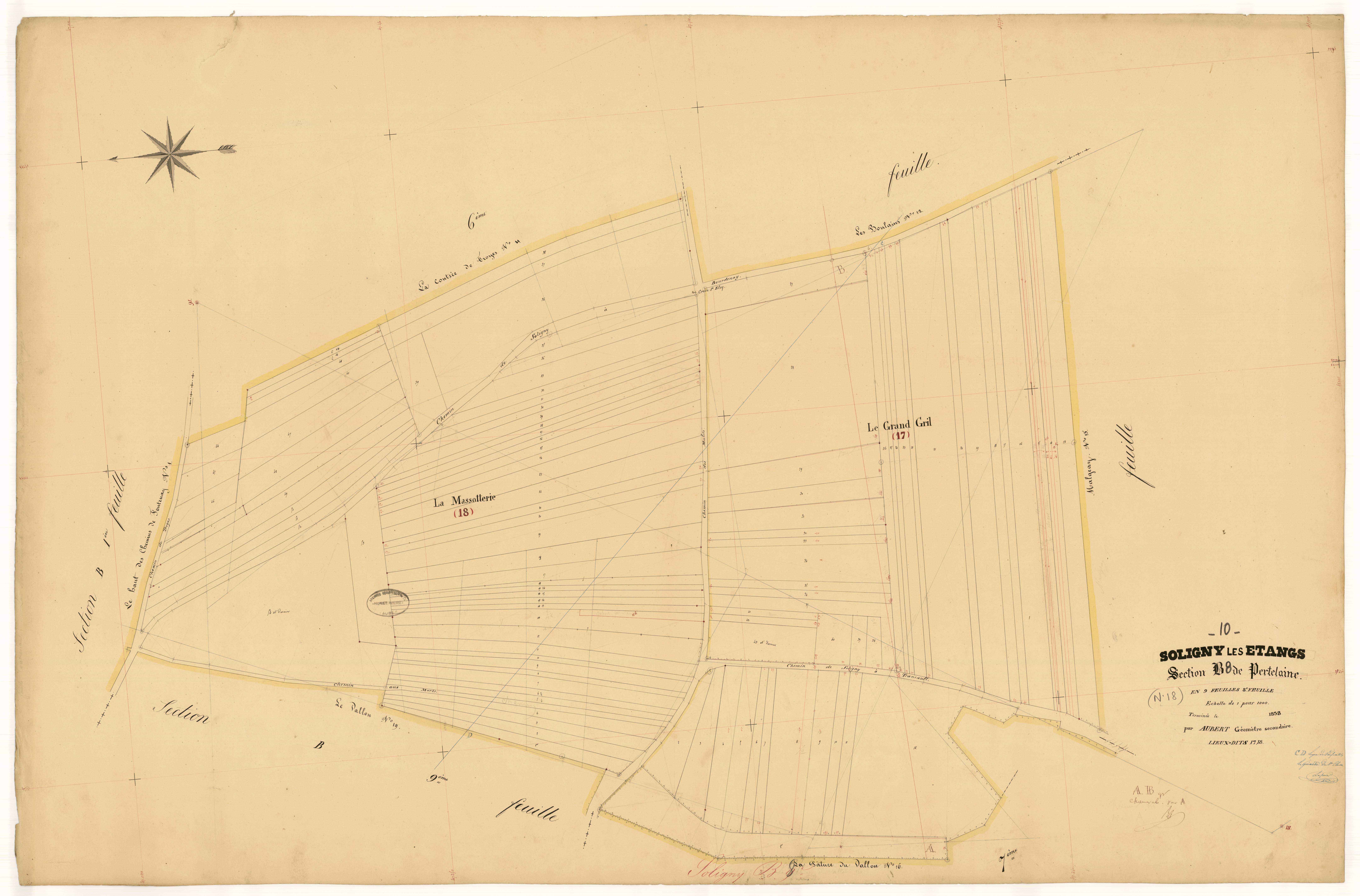 Soligny-les-Etangs, section B dite de Pertelaine, feuille n° 8