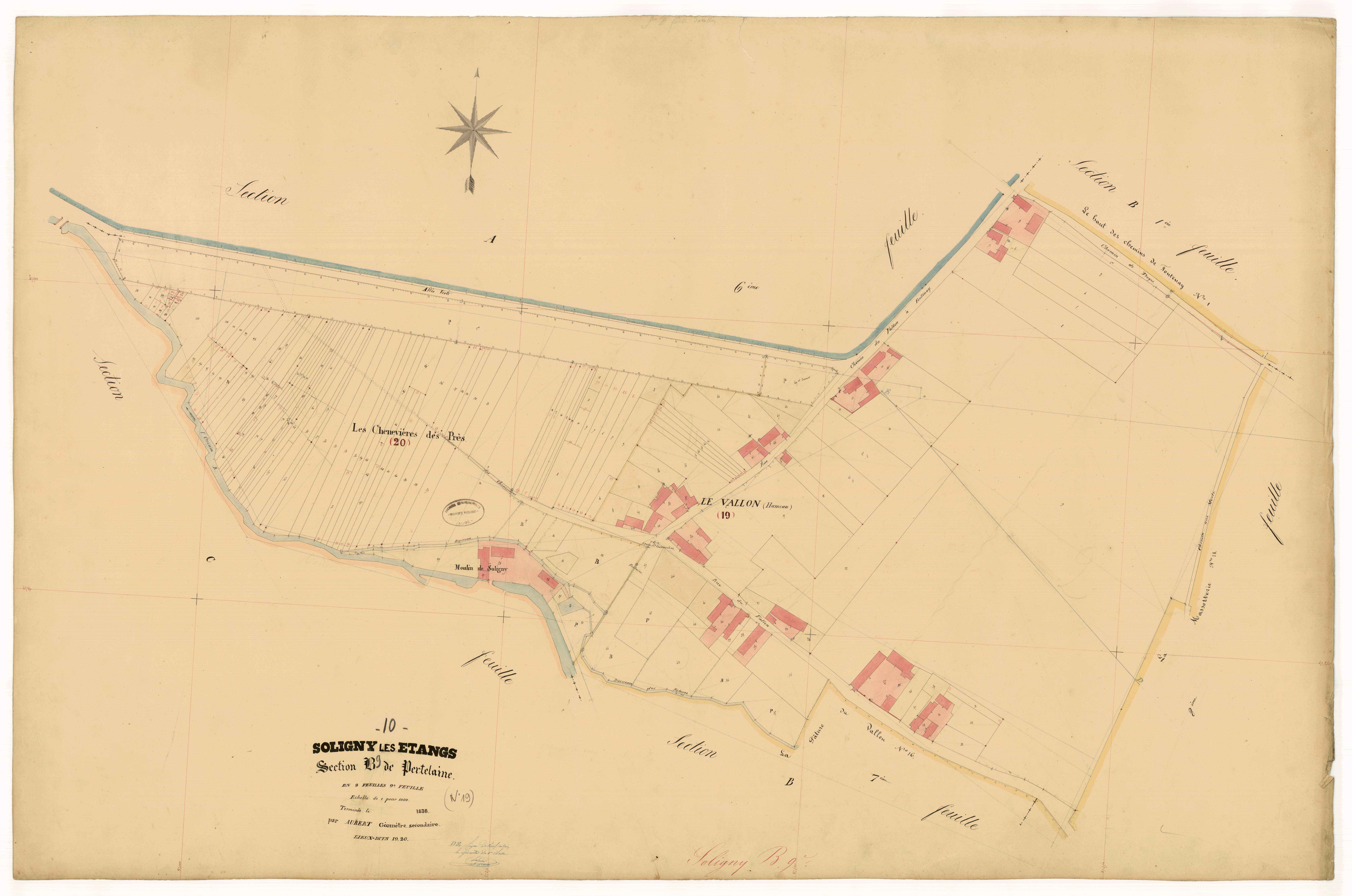 Soligny-les-Etangs, section B dite de Pertelaine, feuille n° 9