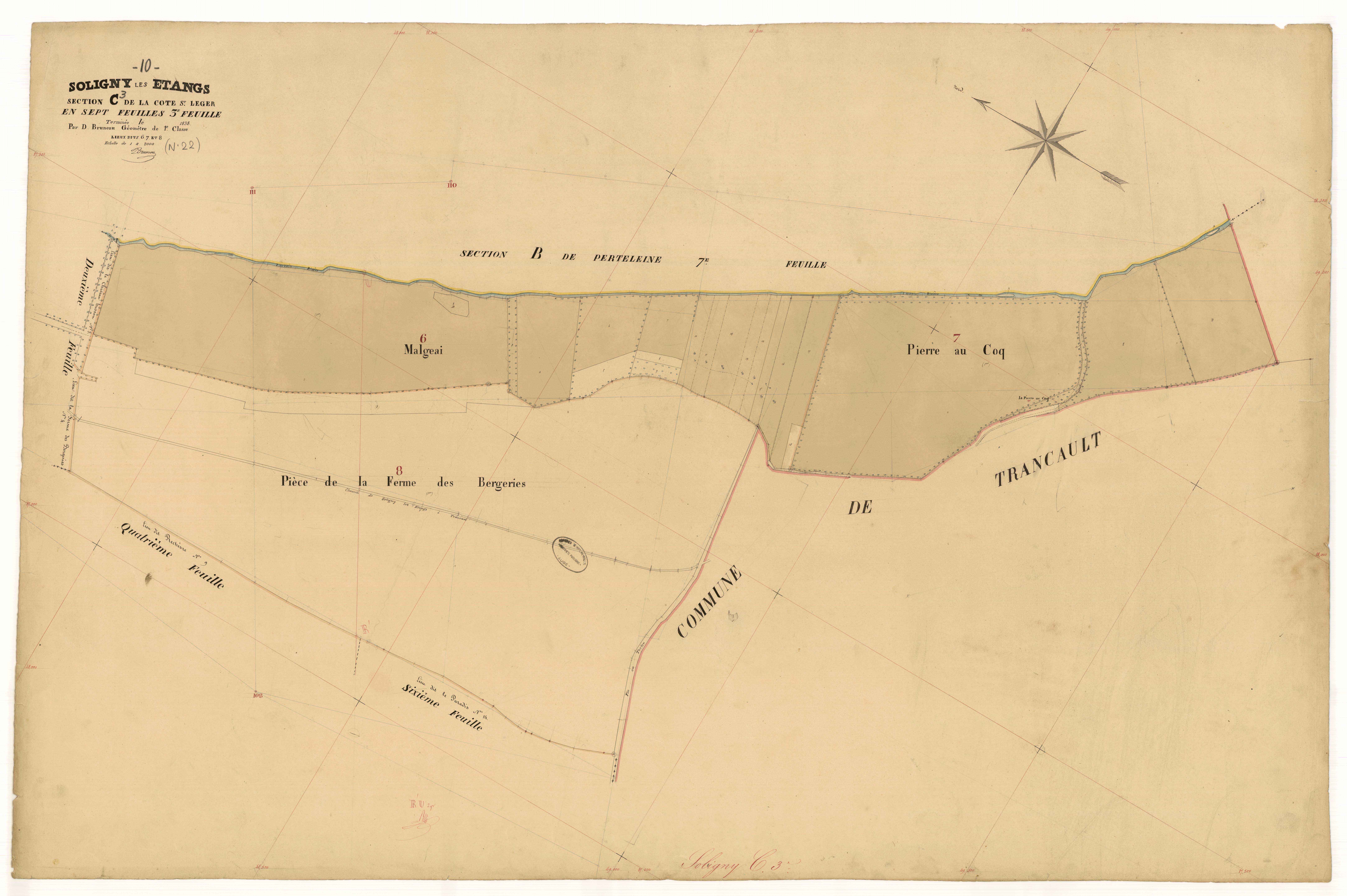 Soligny-les-Etangs, section C dite de la Côte Saint-Léger, feuille n° 3