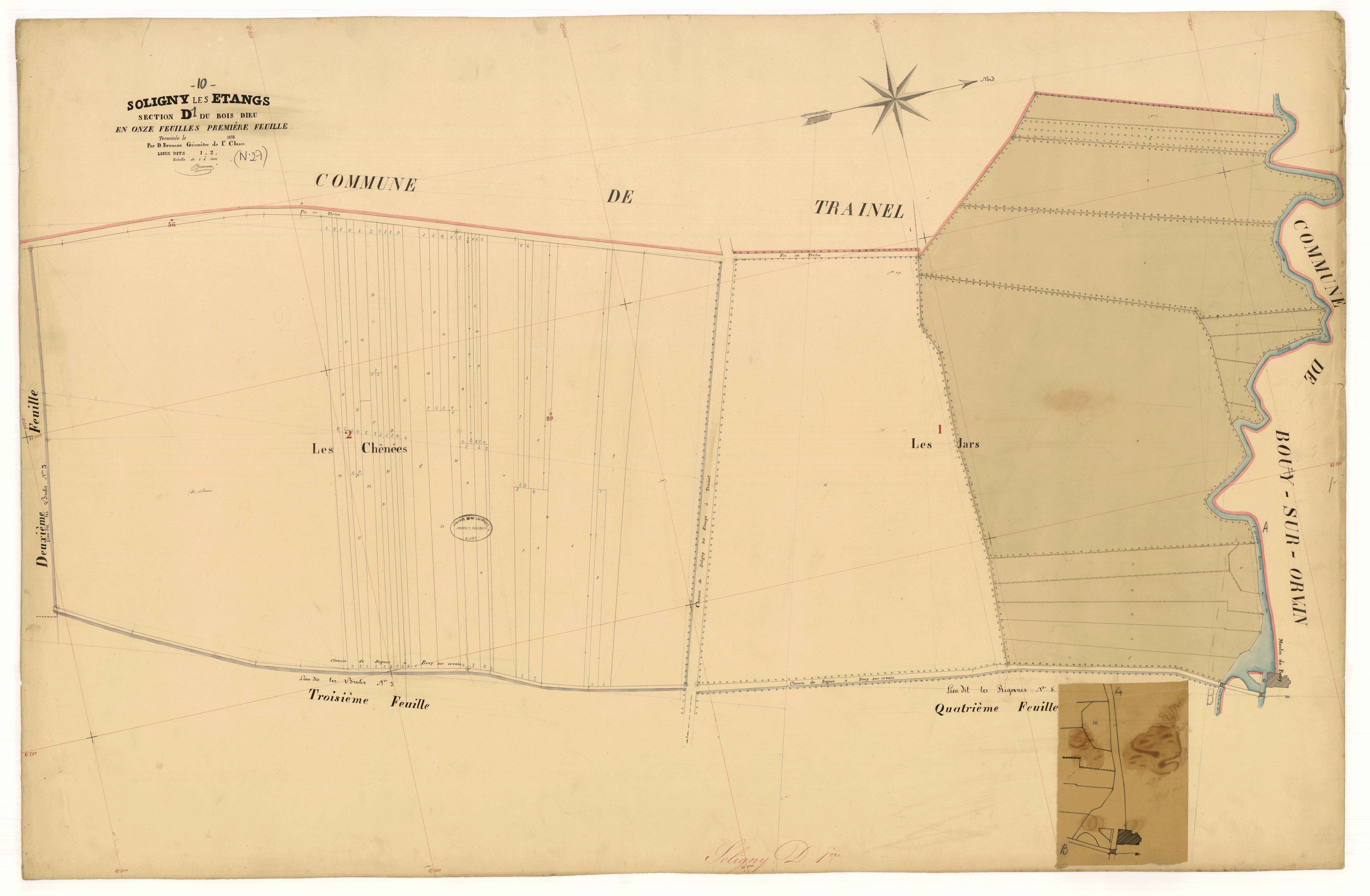 Soligny-les-Etangs, section D dite du Bois Dieu, feuille n° 1