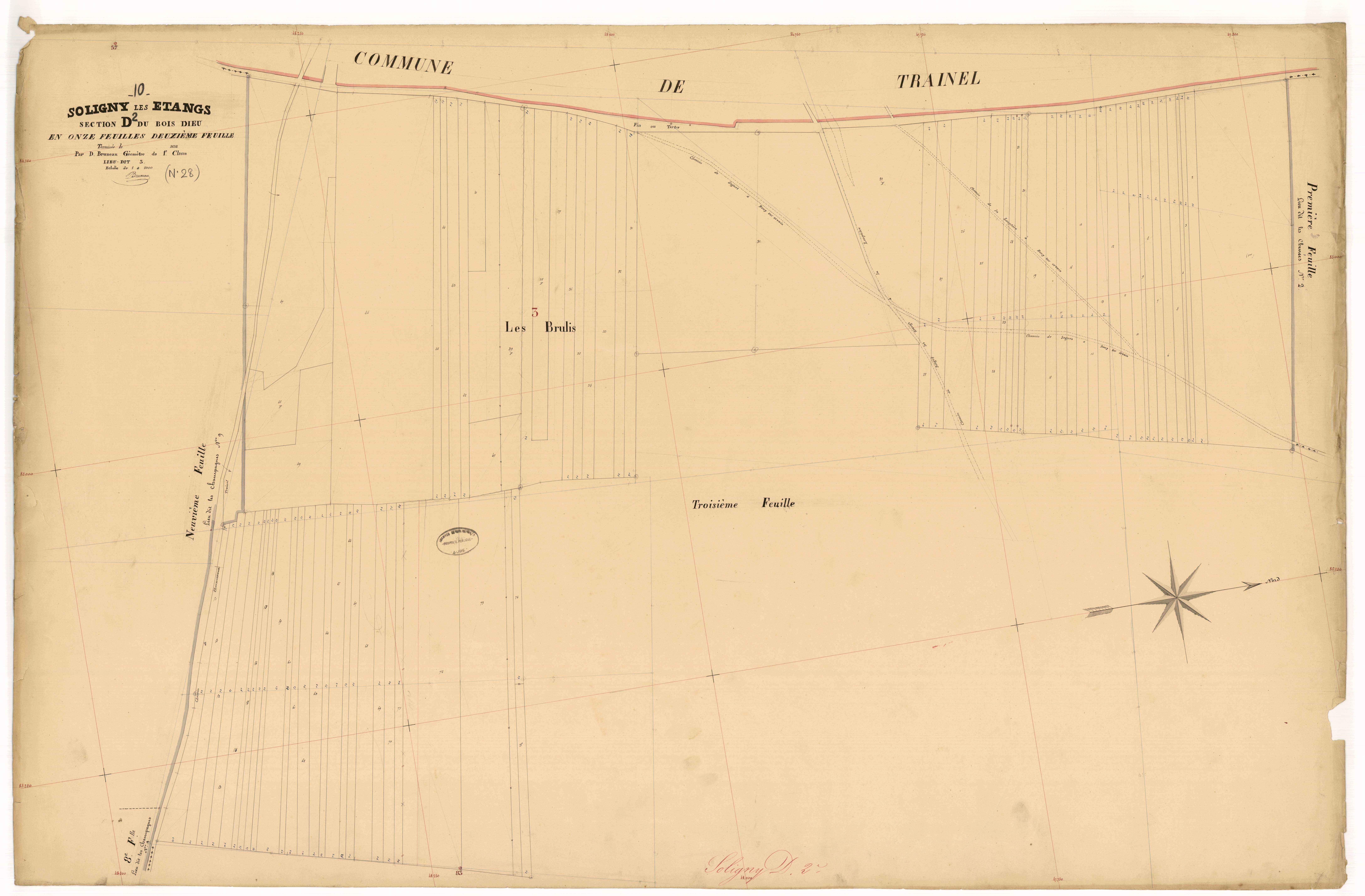Soligny-les-Etangs, section D dite du Bois Dieu, feuille n° 2