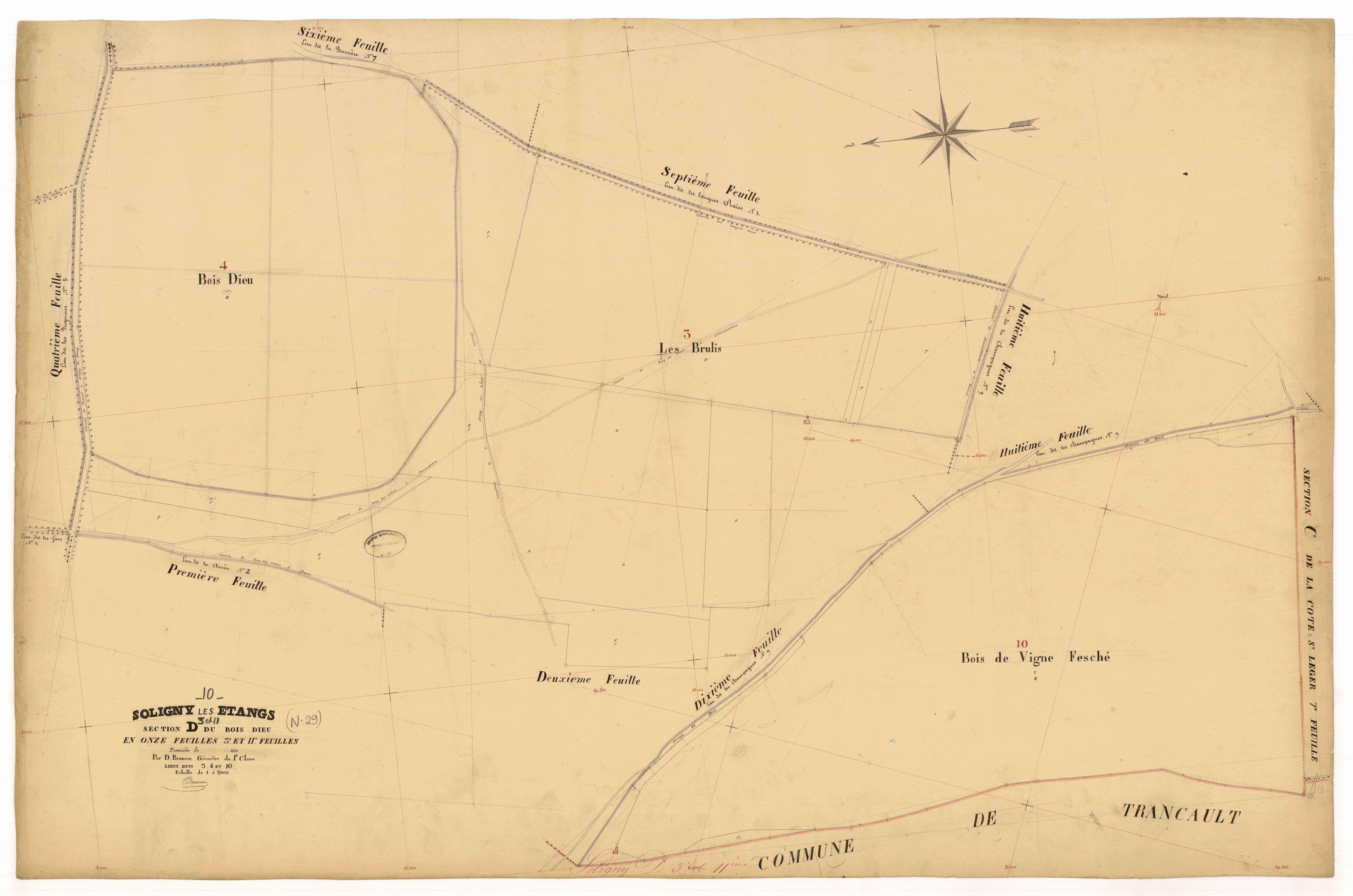 Soligny-les-Etangs, section D dite du Bois Dieu, feuille n° 3 et section D dite du Bois Dieu, feuille n° 11