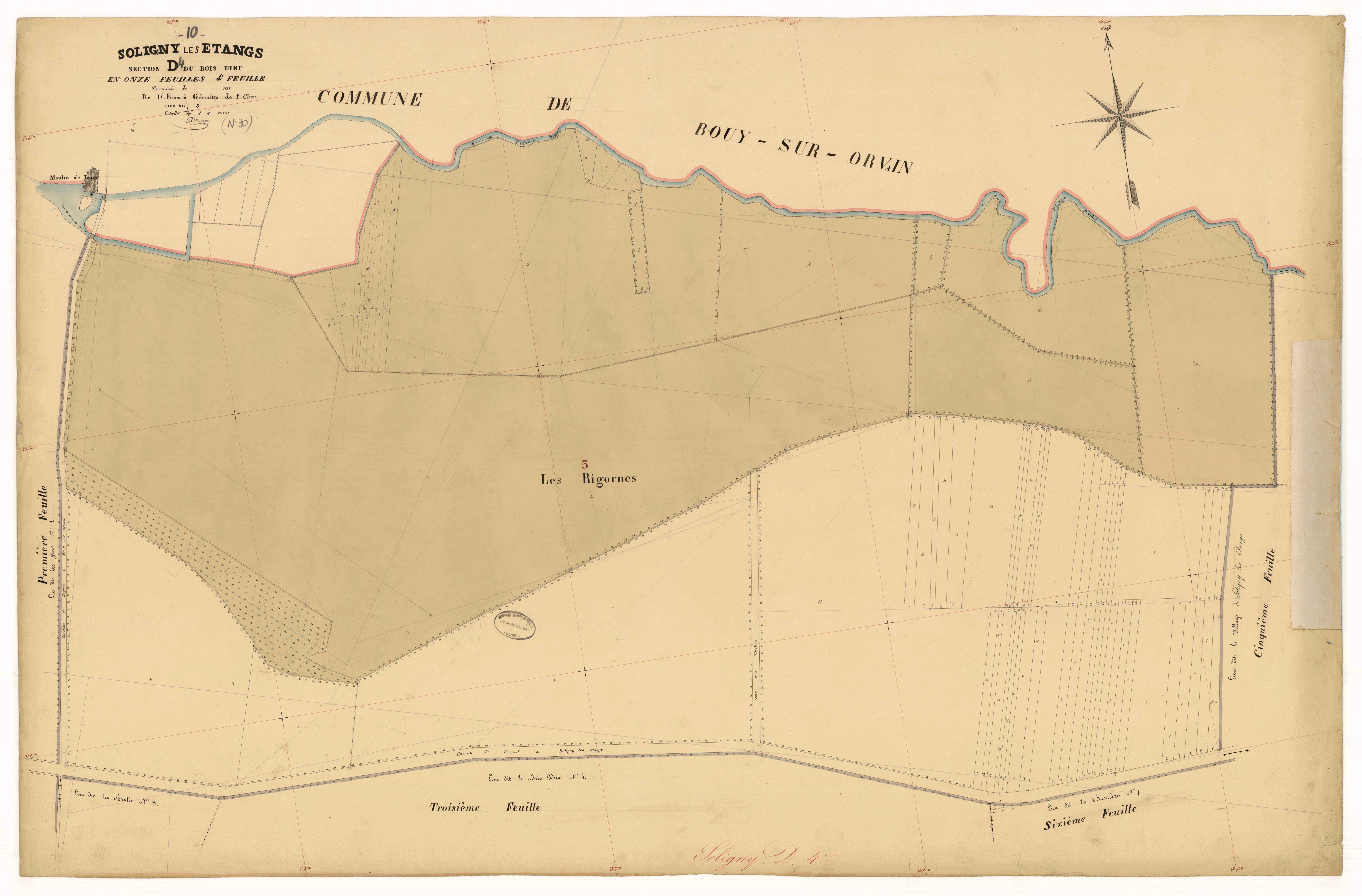 Soligny-les-Etangs, section D dite du Bois Dieu, feuille n° 4