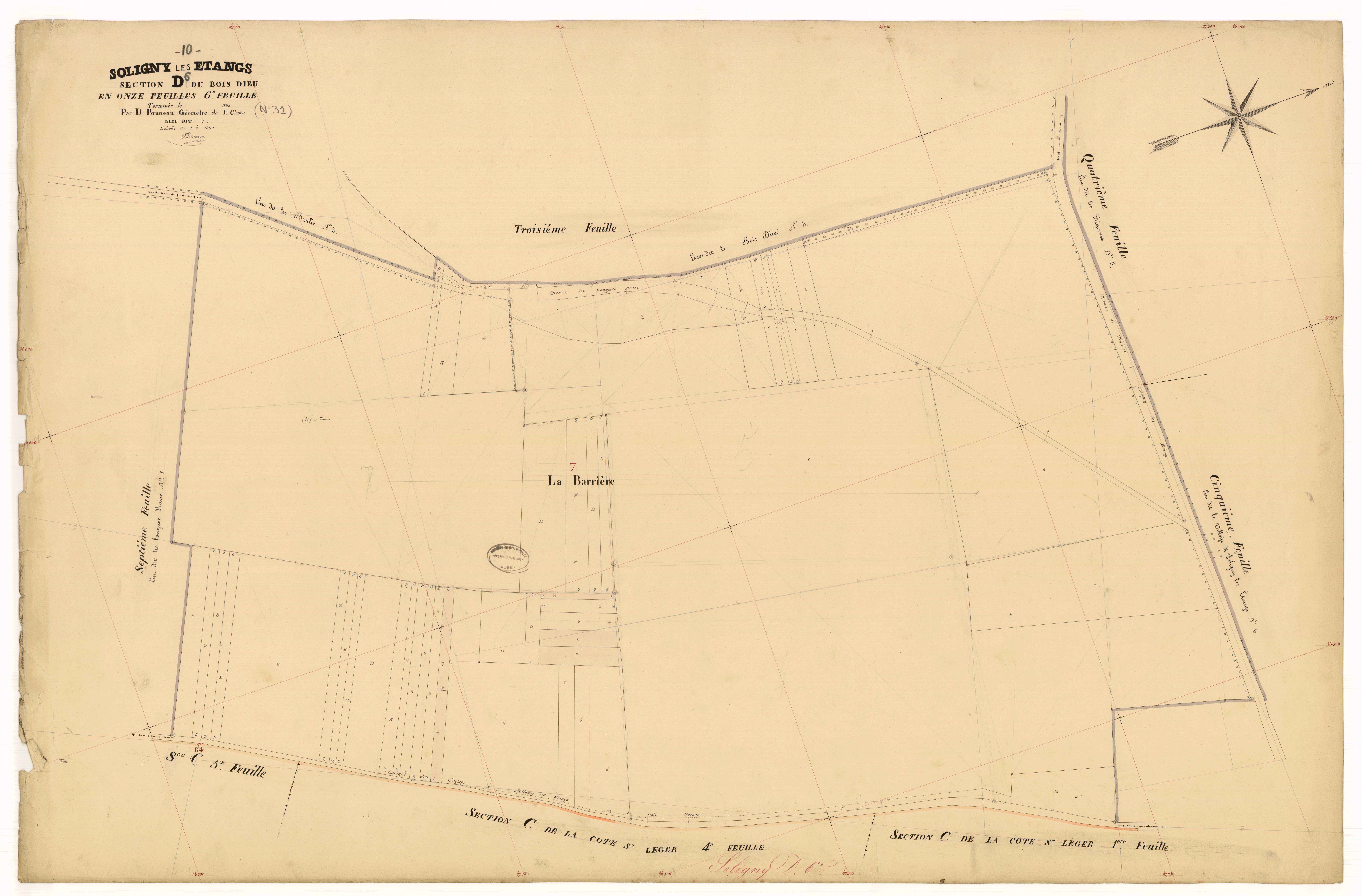 Soligny-les-Etangs, section D dite du Bois Dieu, feuille n° 6