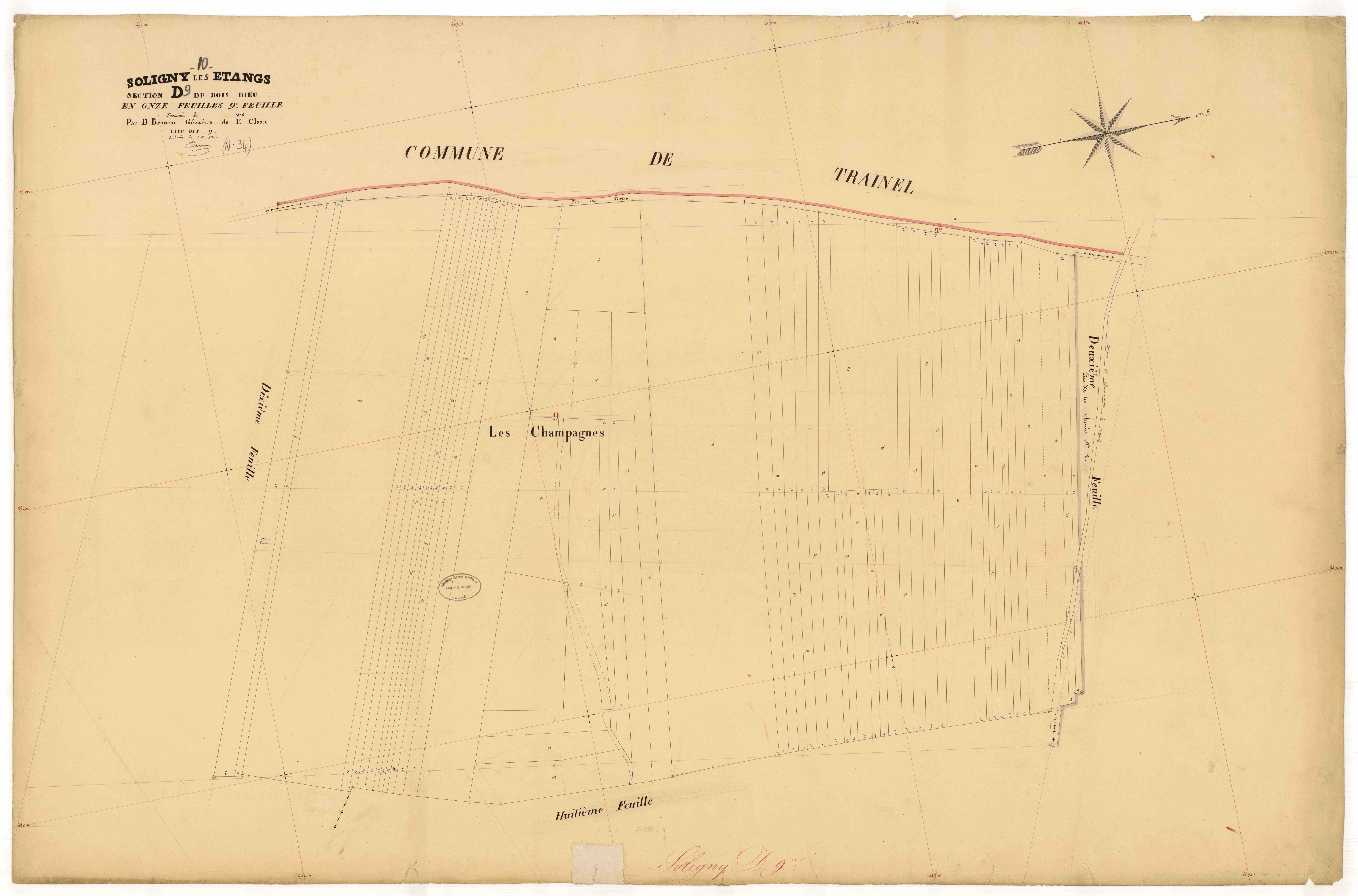 Soligny-les-Etangs, section D dite du Bois Dieu, feuille n° 9