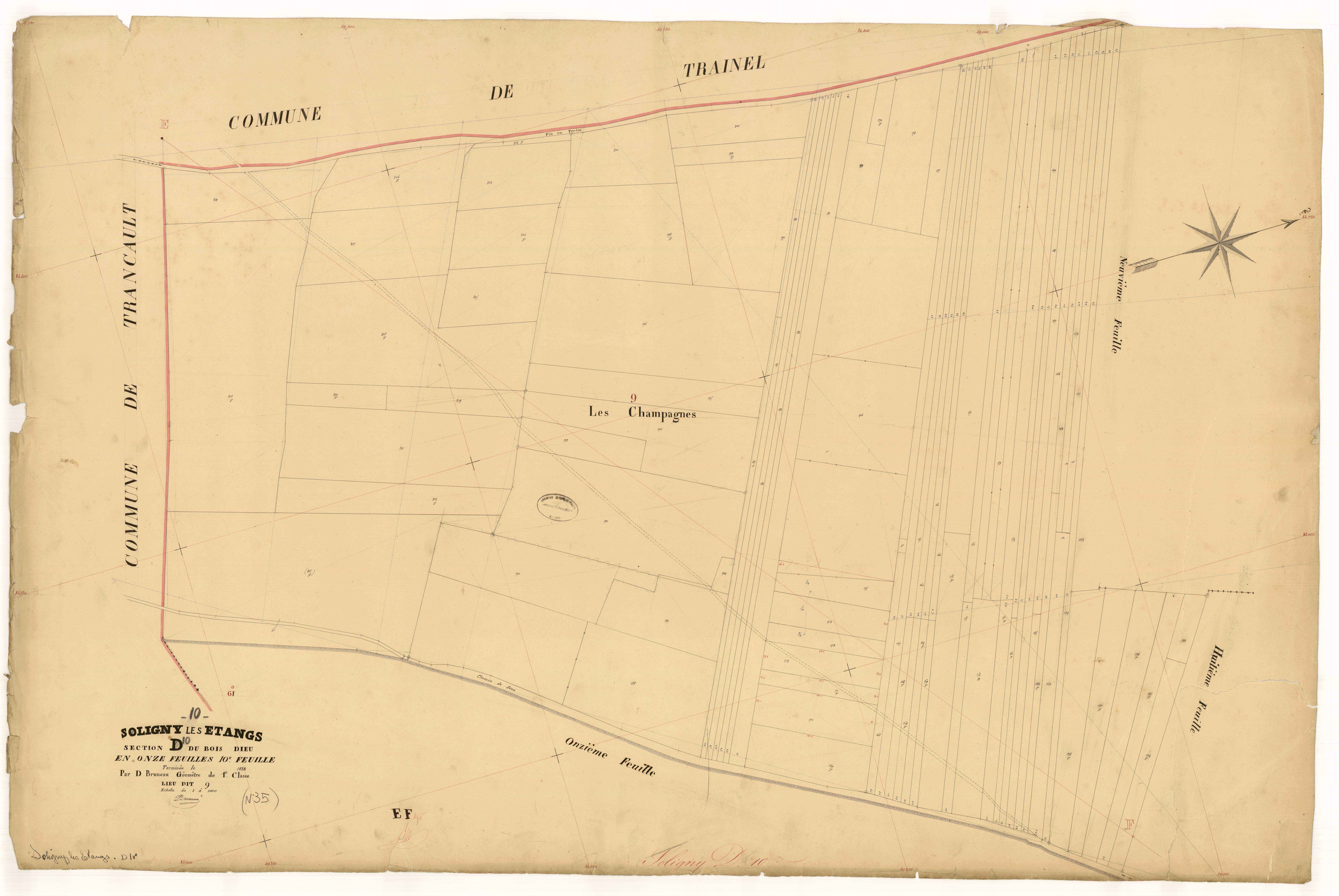Soligny-les-Etangs, section D dite du Bois Dieu, feuille n° 10