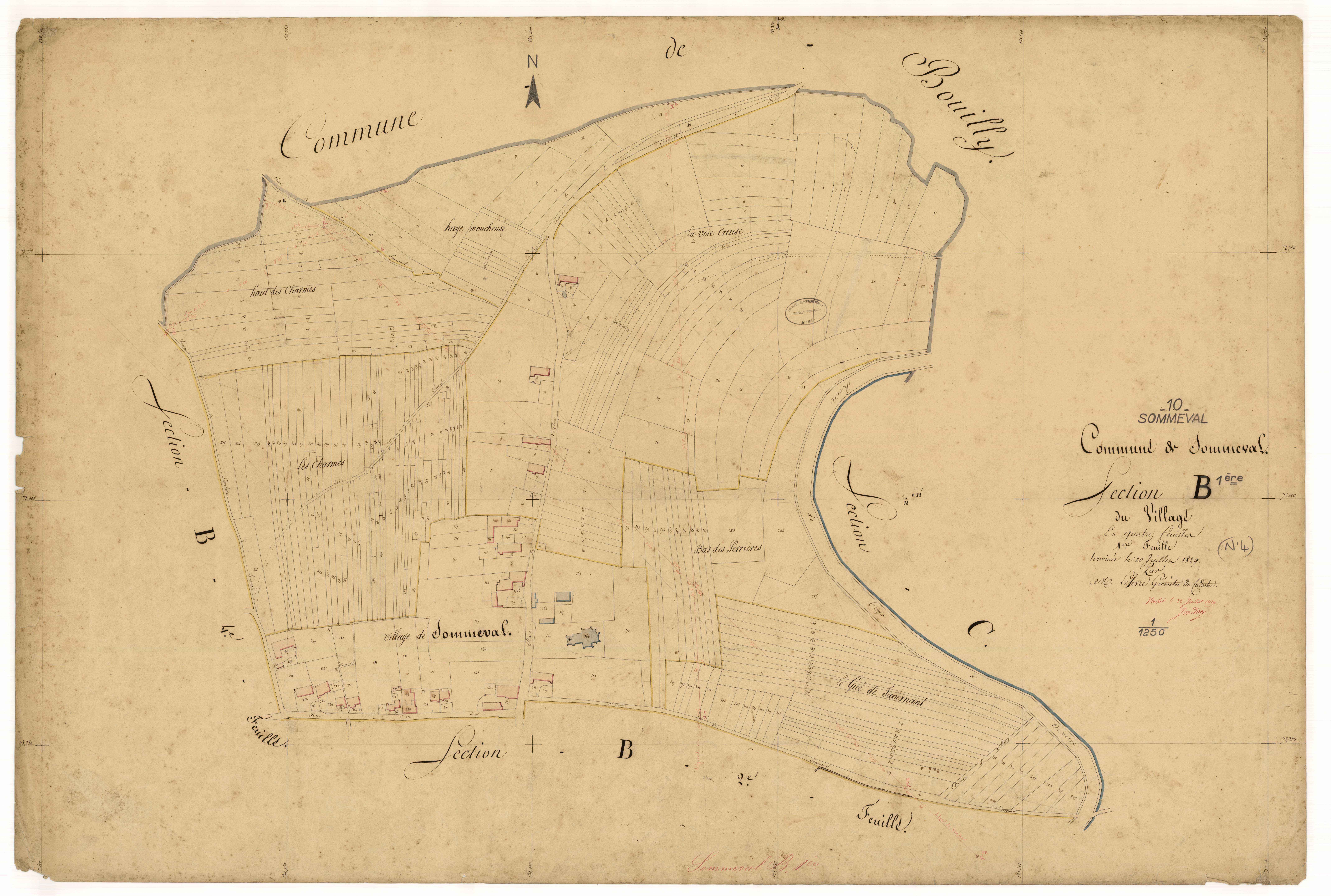 Sommeval, section B dite du Village, feuille n° 1