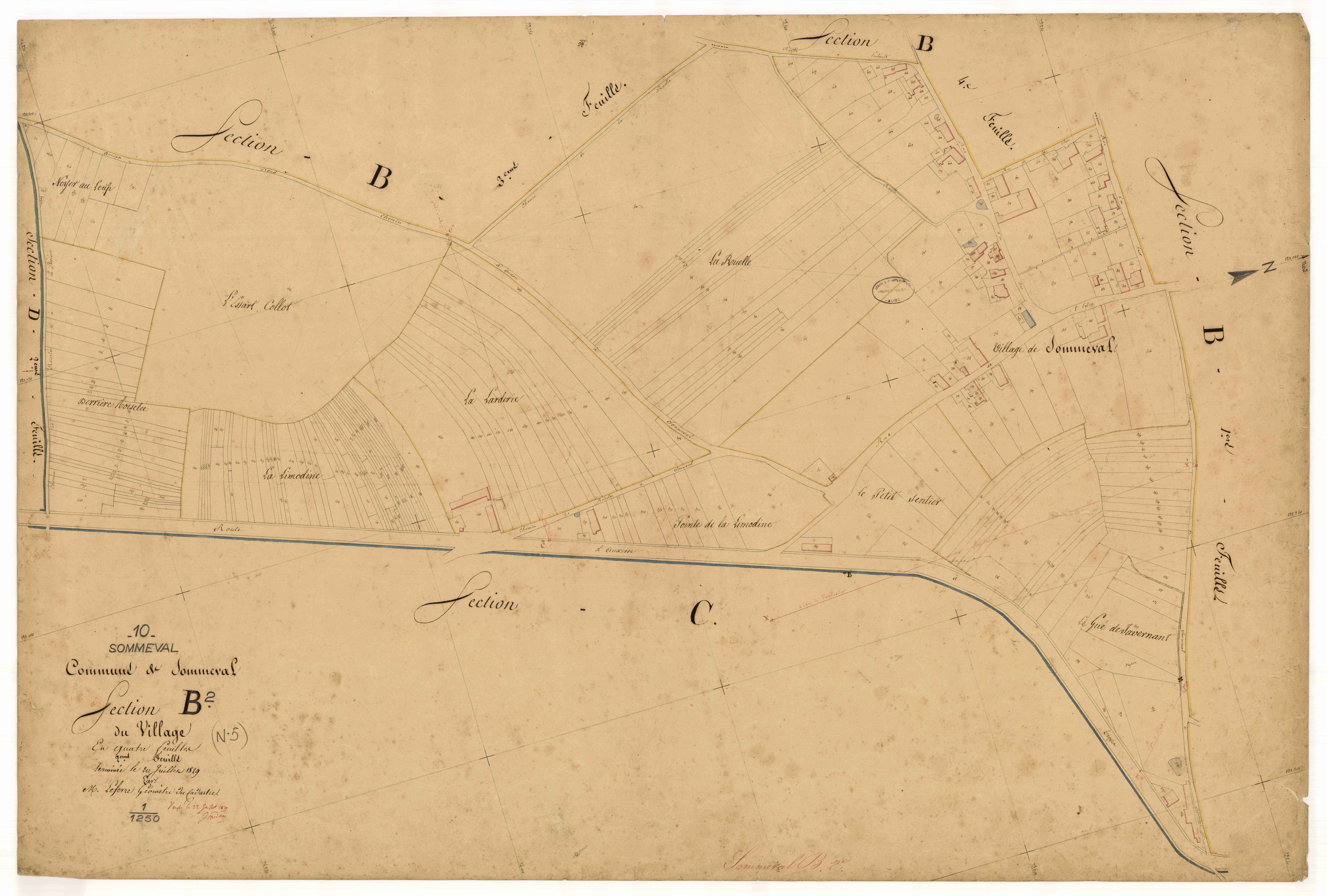 Sommeval, section B dite du Village, feuille n° 2
