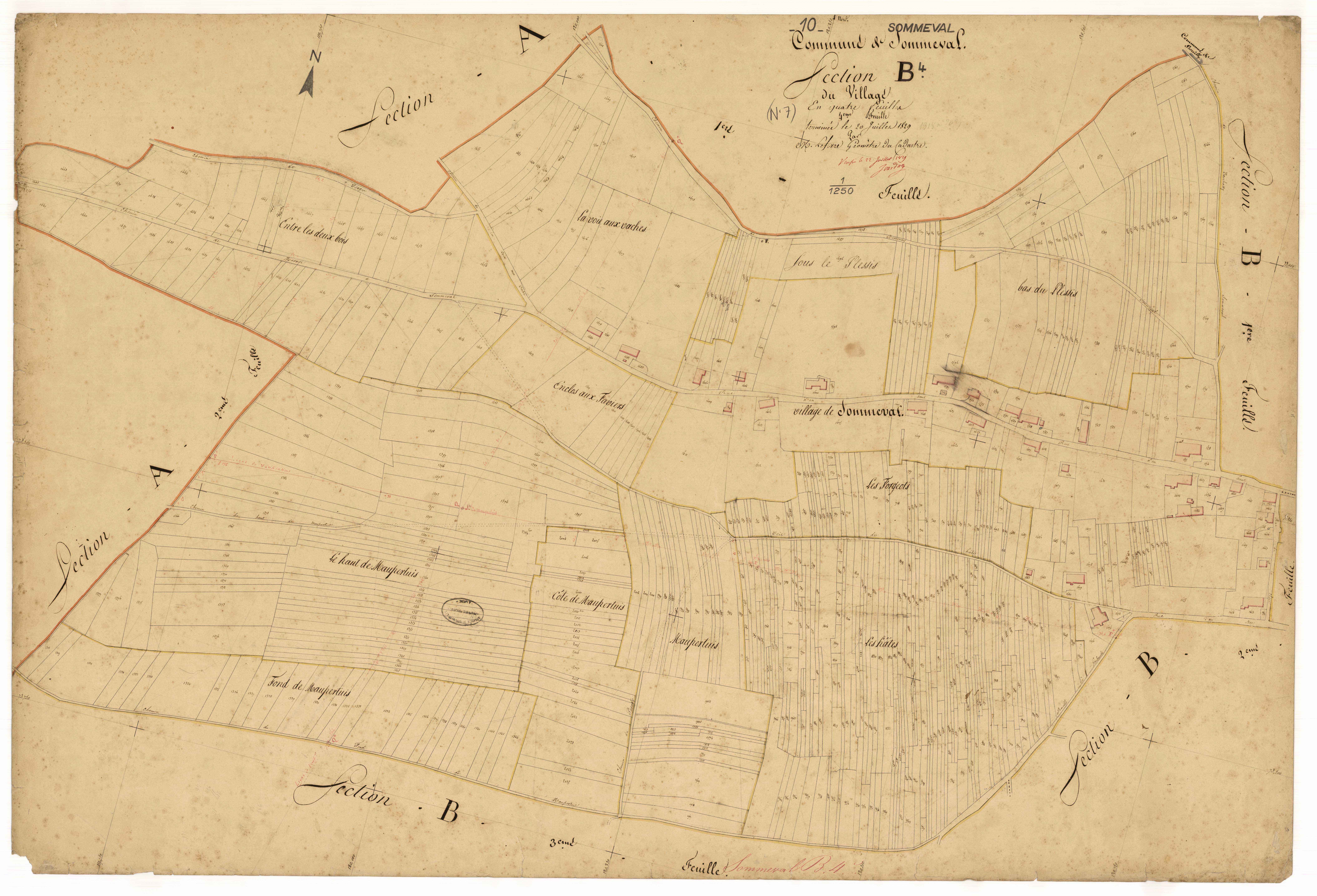 Sommeval, section B dite du Village, feuille n° 4