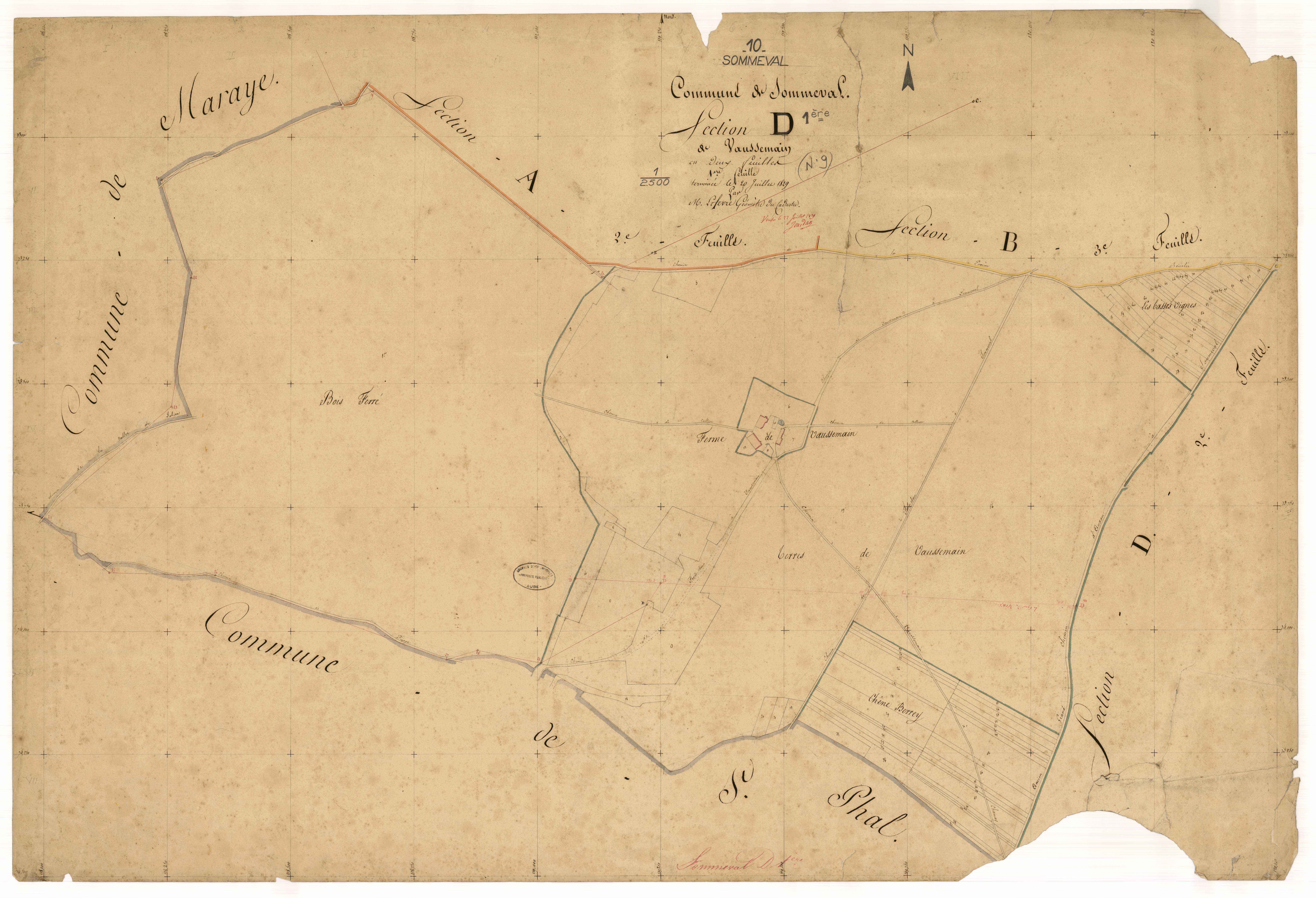 Sommeval, section D dite de Vaussemain, feuille n° 1