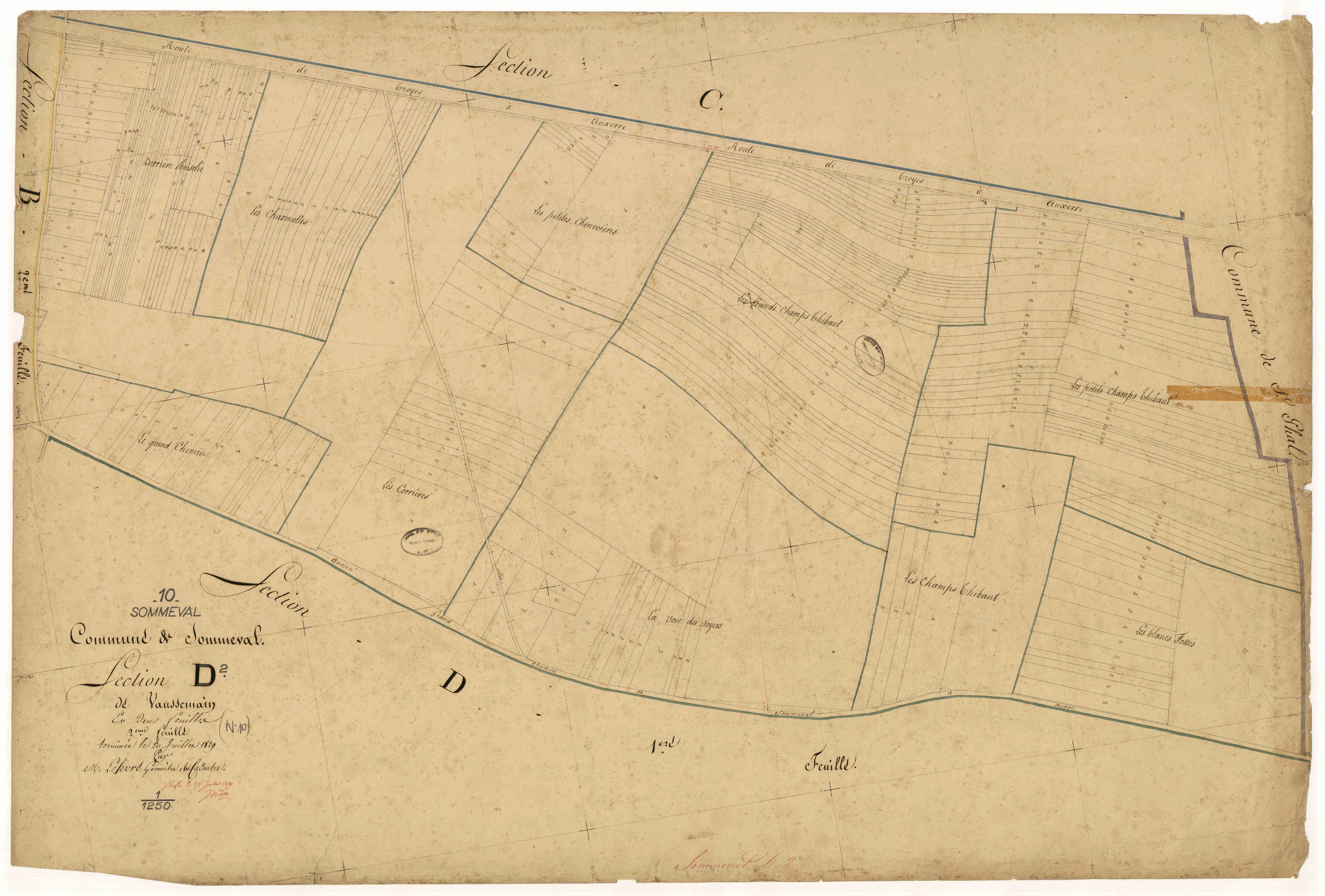 Sommeval, section D dite de Vaussemain, feuille n° 2