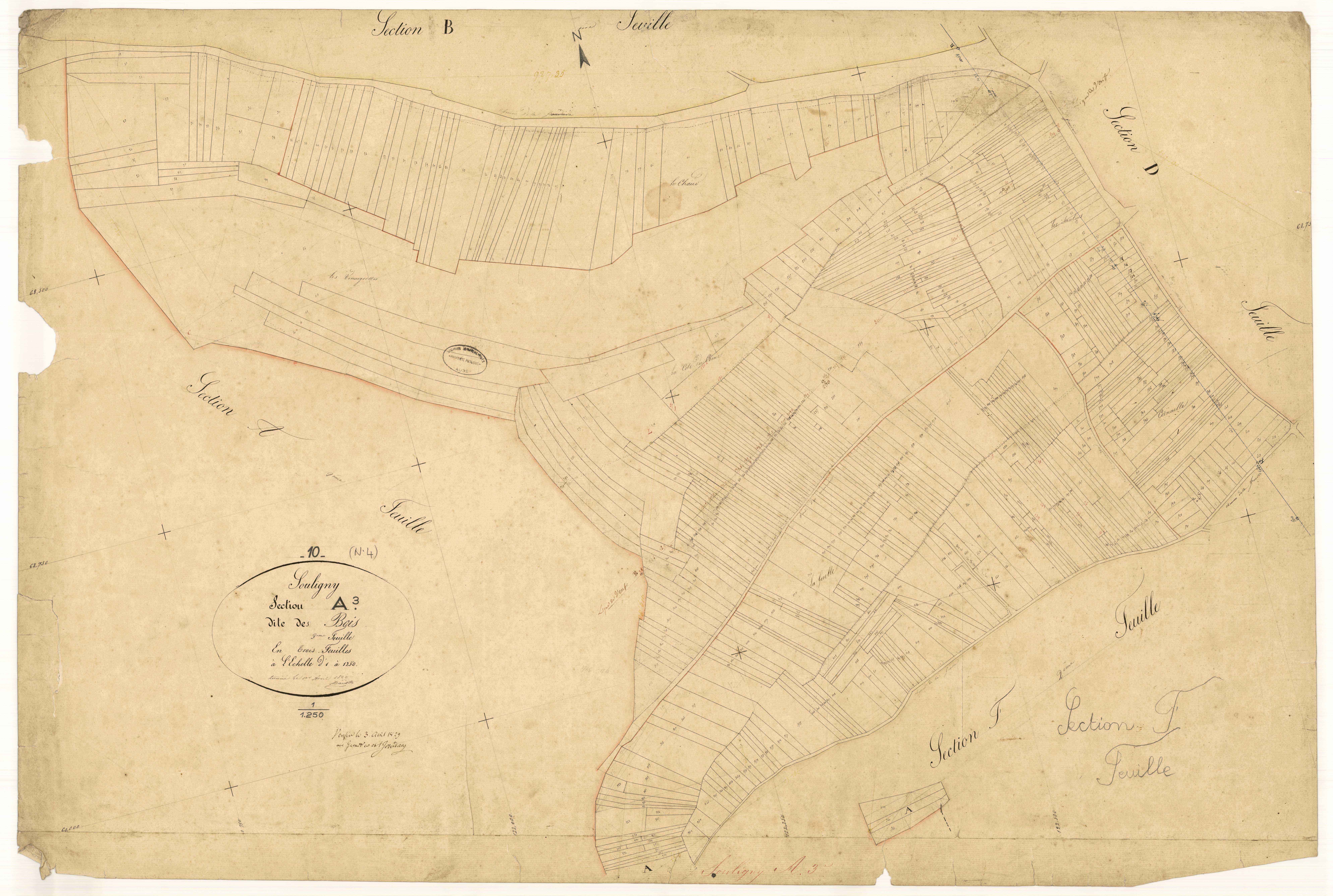 Souligny, section A dite des Bois, feuille n° 3