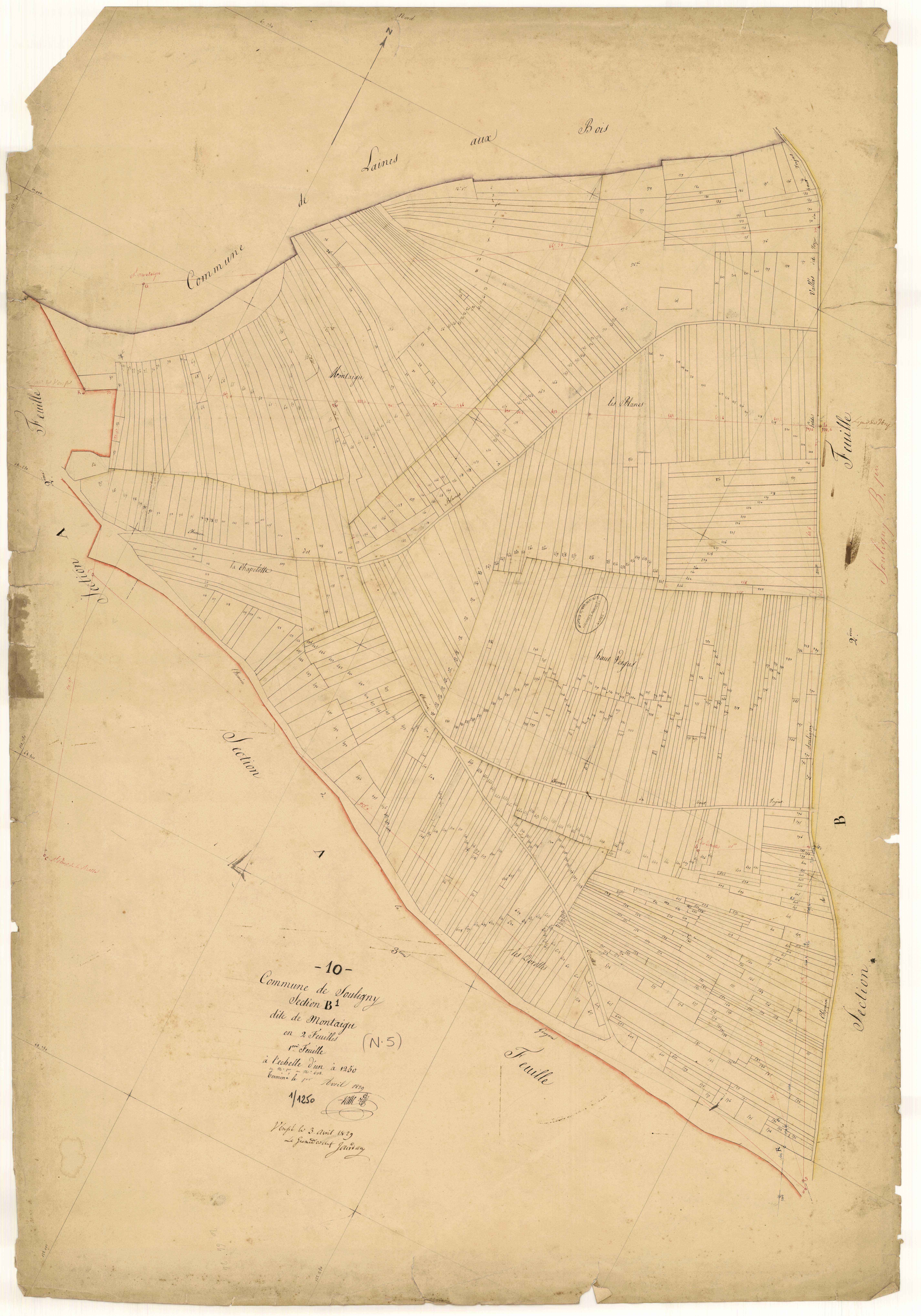 Souligny, section B dite de Montaigu, feuille n° 1