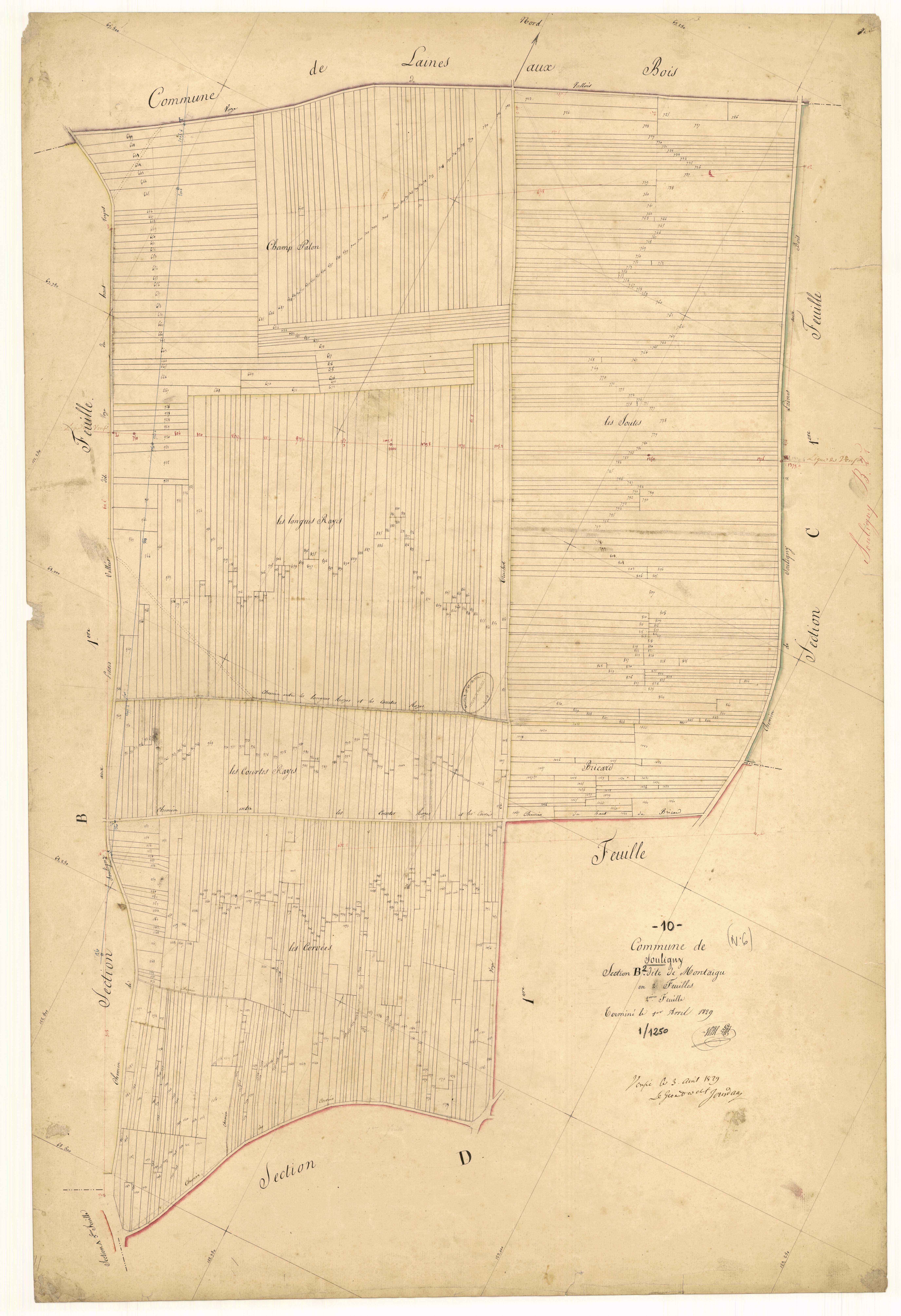 Souligny, section B dite de Montaigu, feuille n° 2