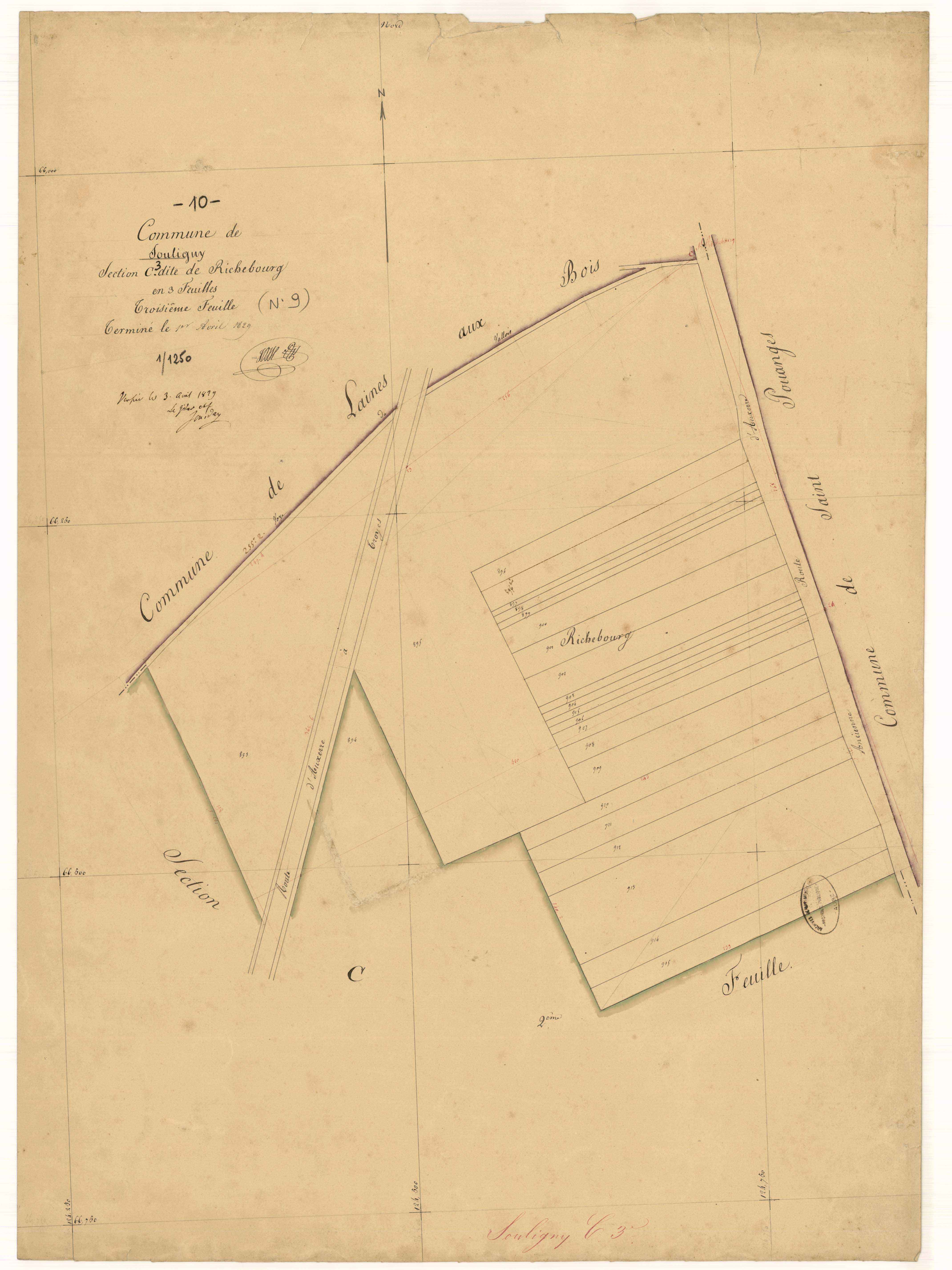 Souligny, section C dite de Richebourg, feuille n° 3