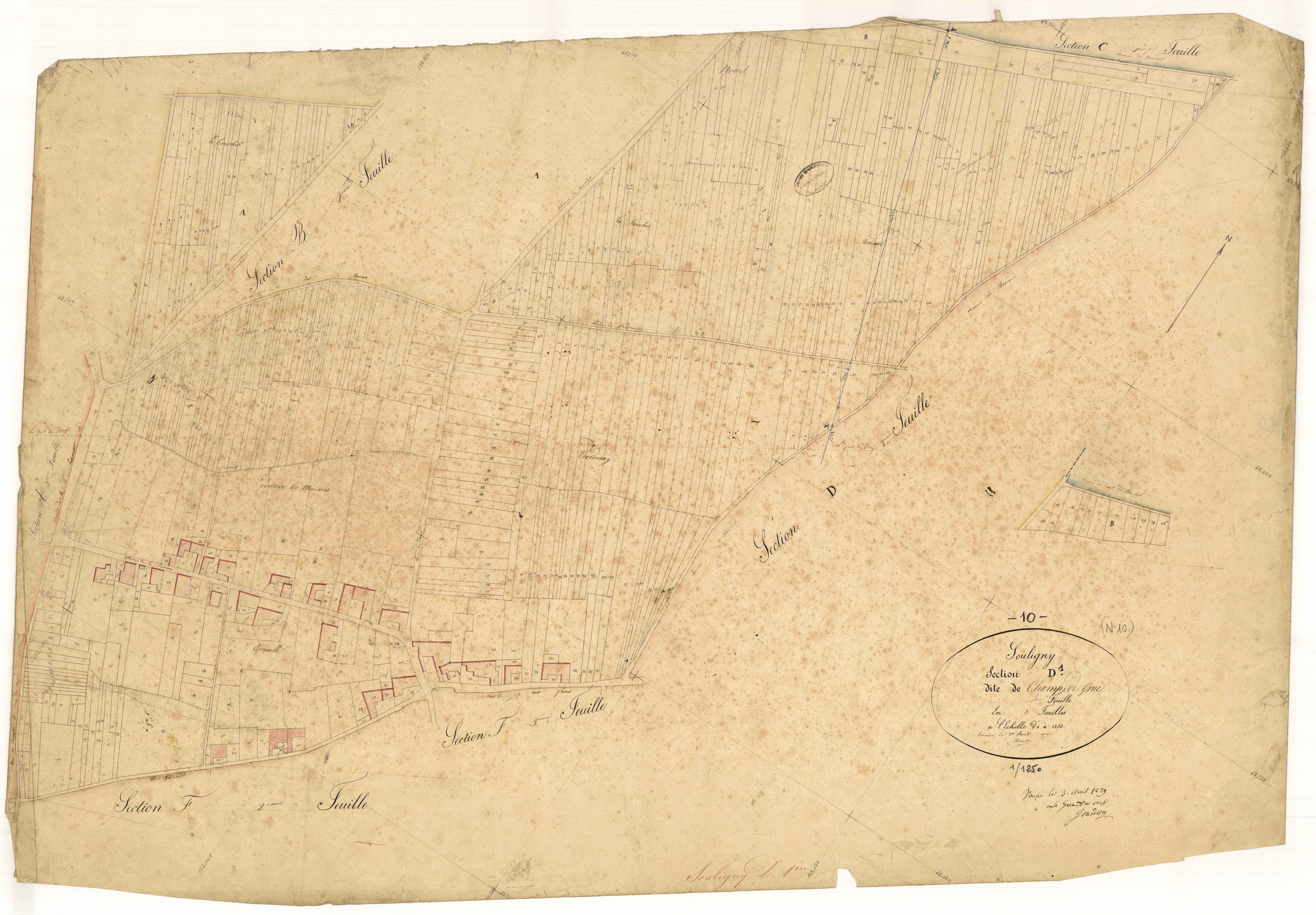 Souligny, section D dite de Champ de Grue, feuille n° 1