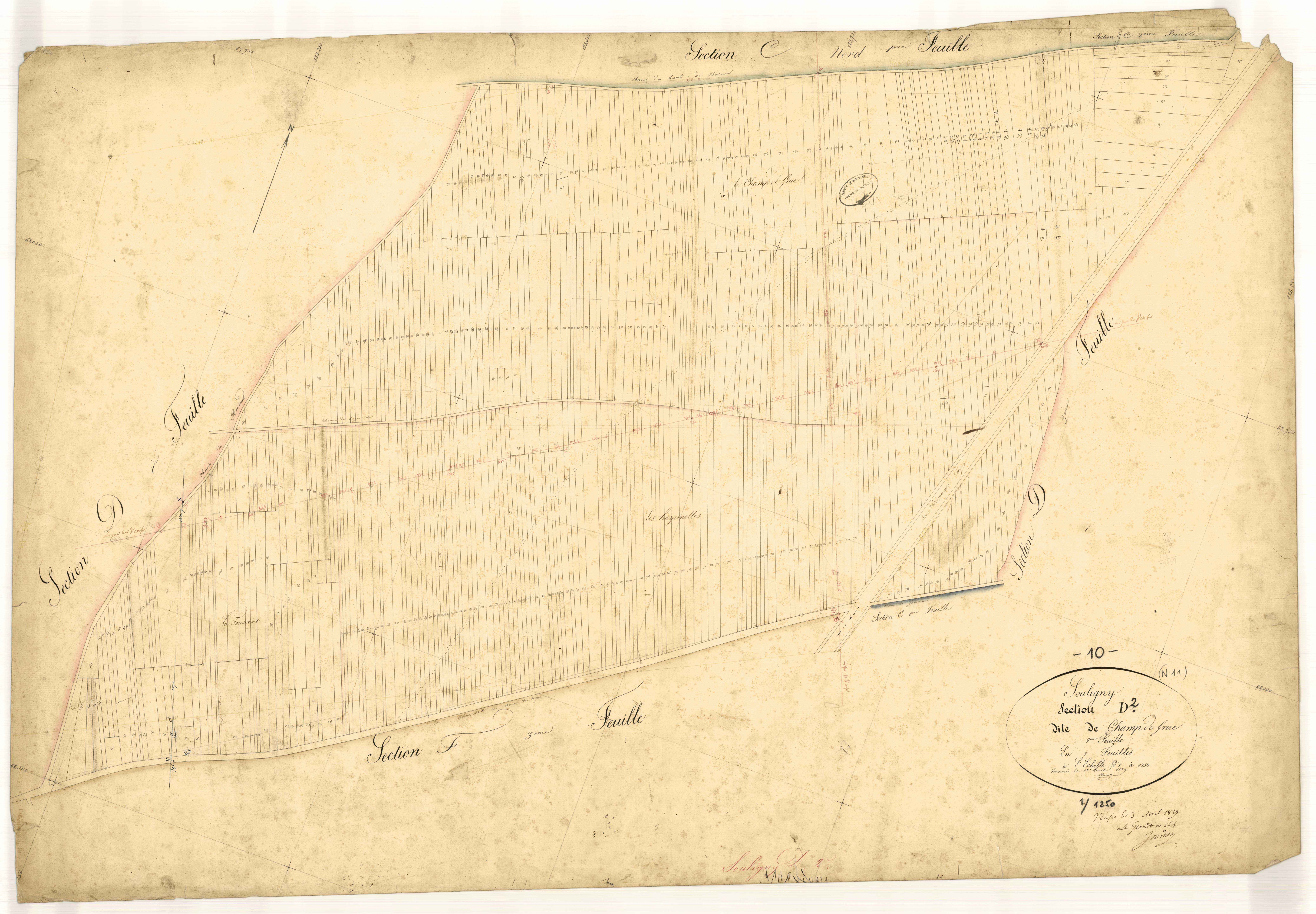Souligny, section D dite de Champ de Grue, feuille n° 2