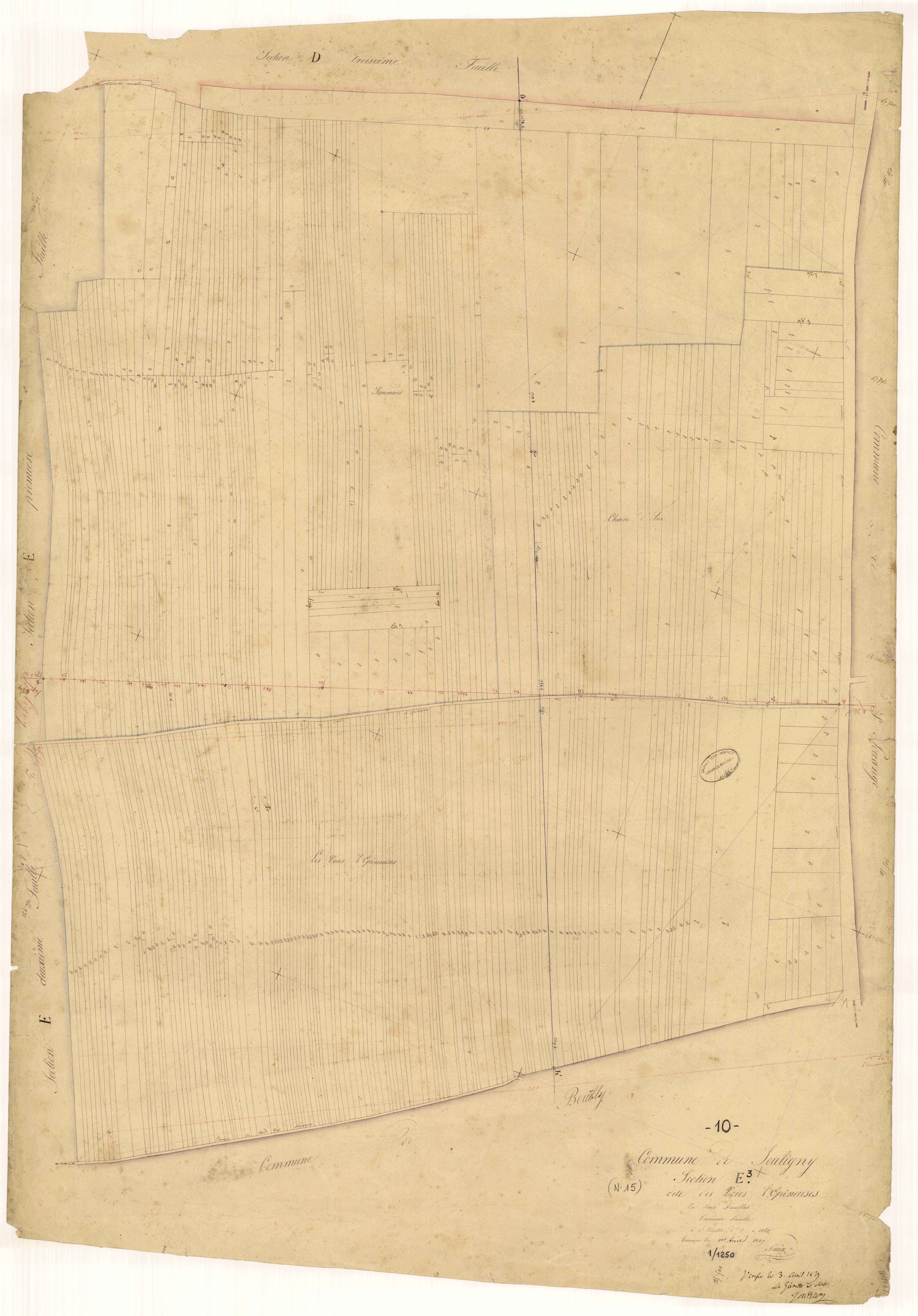 Souligny, section E dite des Voies l'Epineuses, feuille n° 3