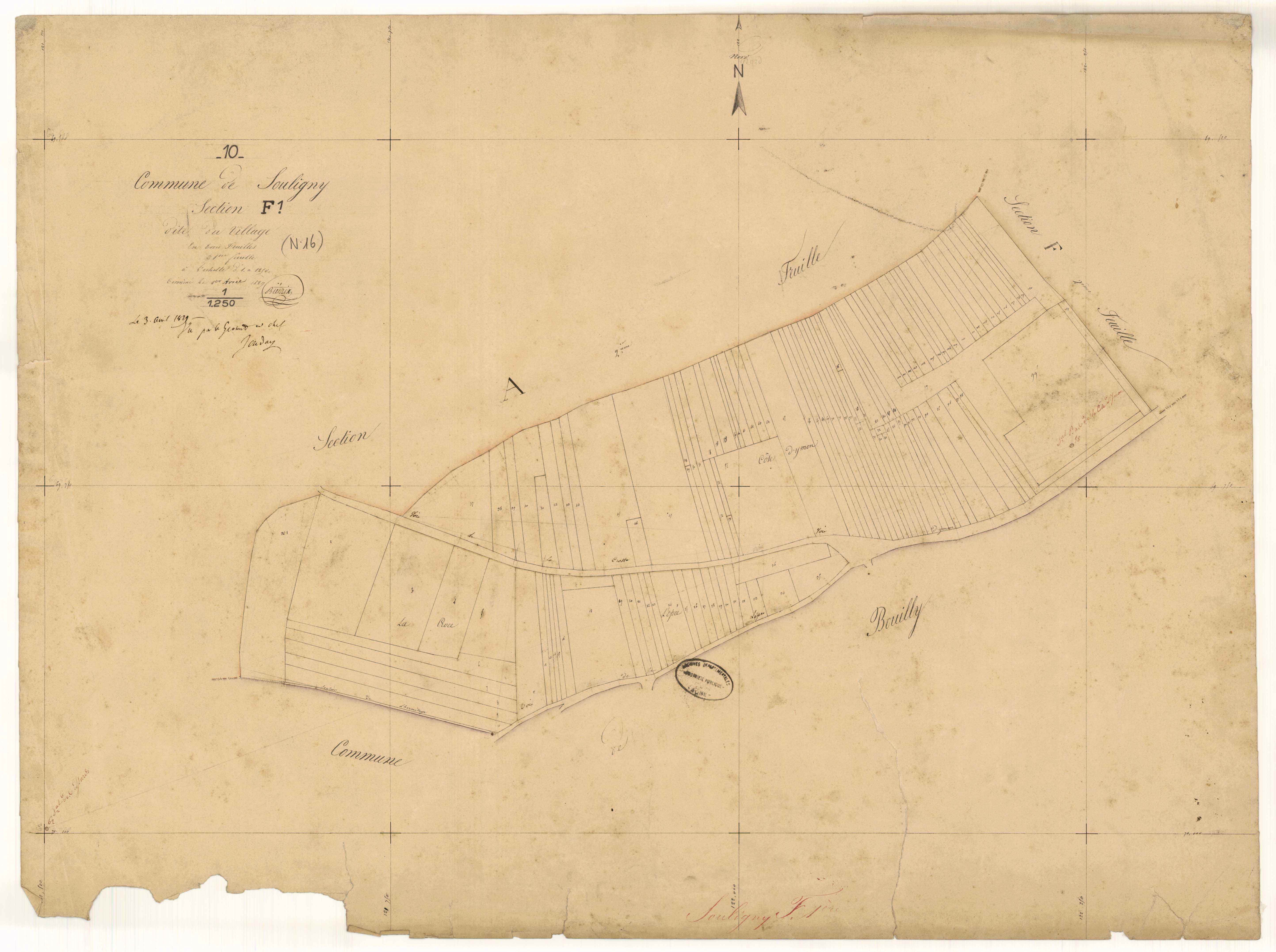 Souligny, section F dite du Village, feuille n° 1