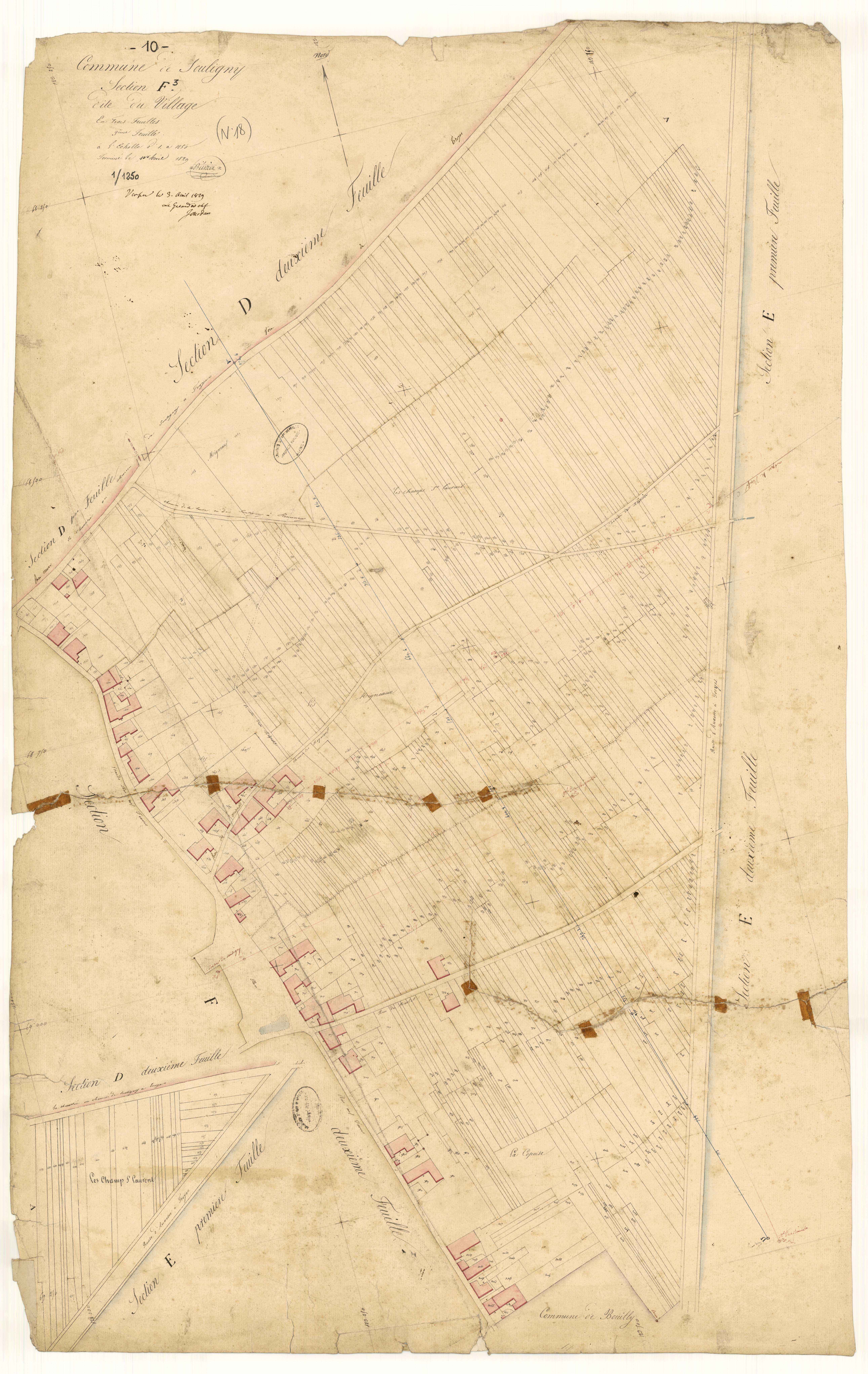 Souligny, section F dite du Village, feuille n° 3