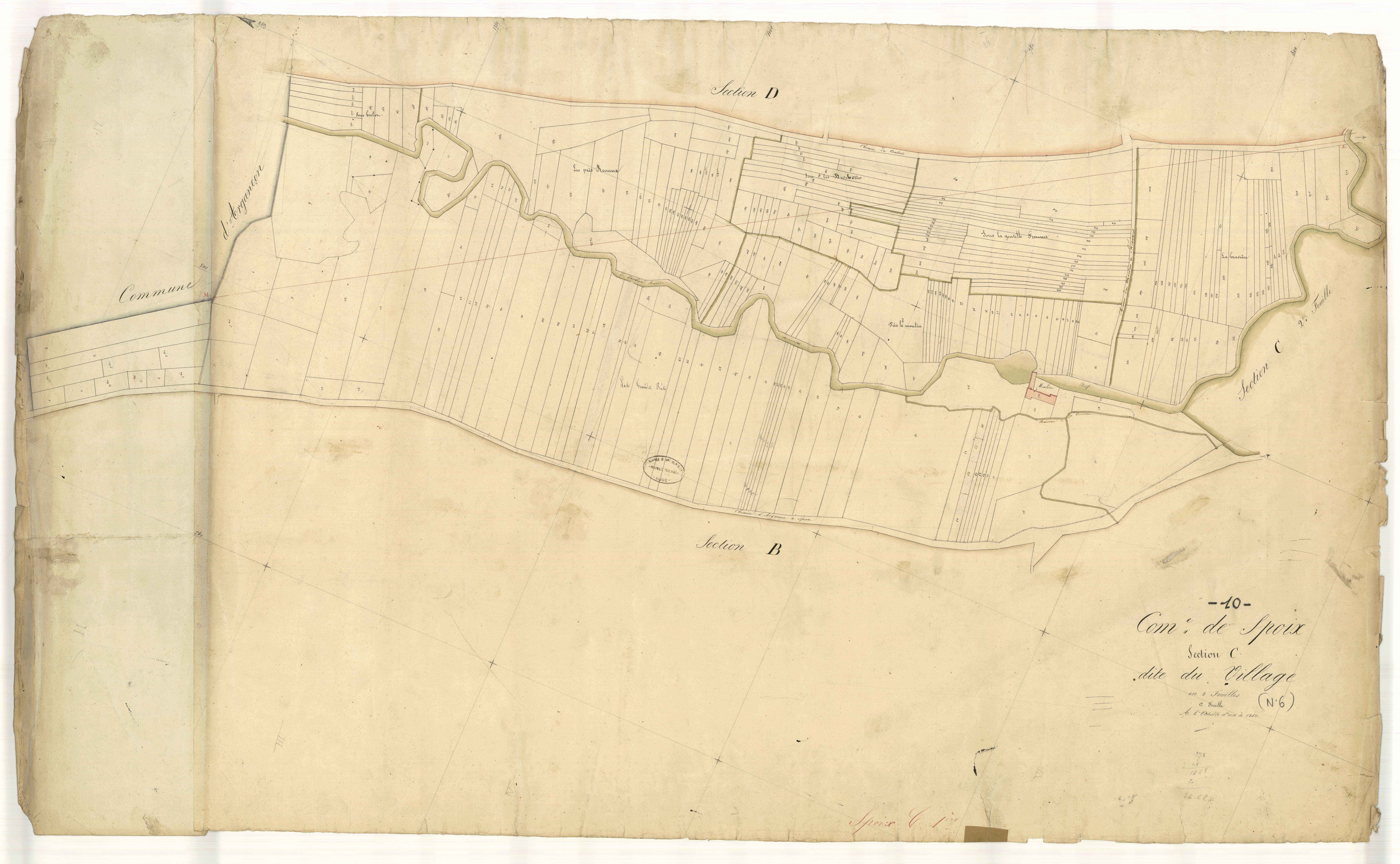 Spoy, section C dite du Village, feuille n° 1