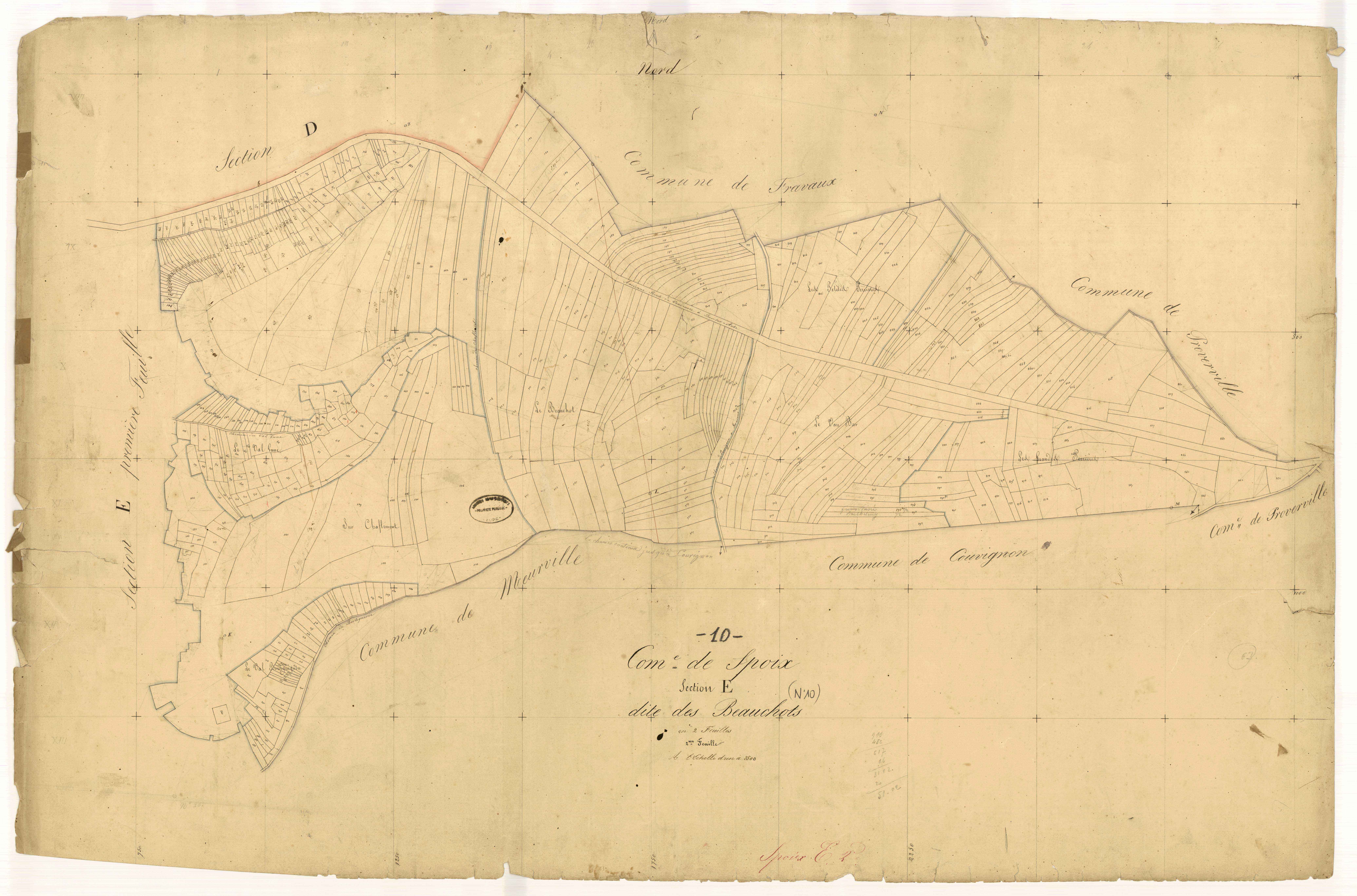 Spoy, section E dite du Beauchot, feuille n° 2